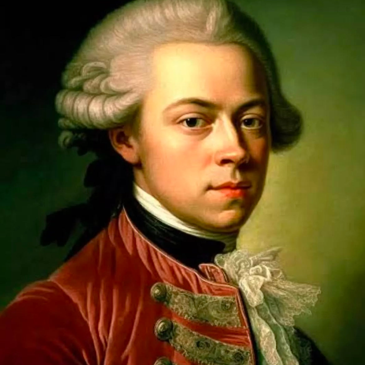 No. 2921 Lover's Eye Painting of Wolfgang Amadeus Mozart on a Bavarian Cobalt Blue and Gilt Garland Plate