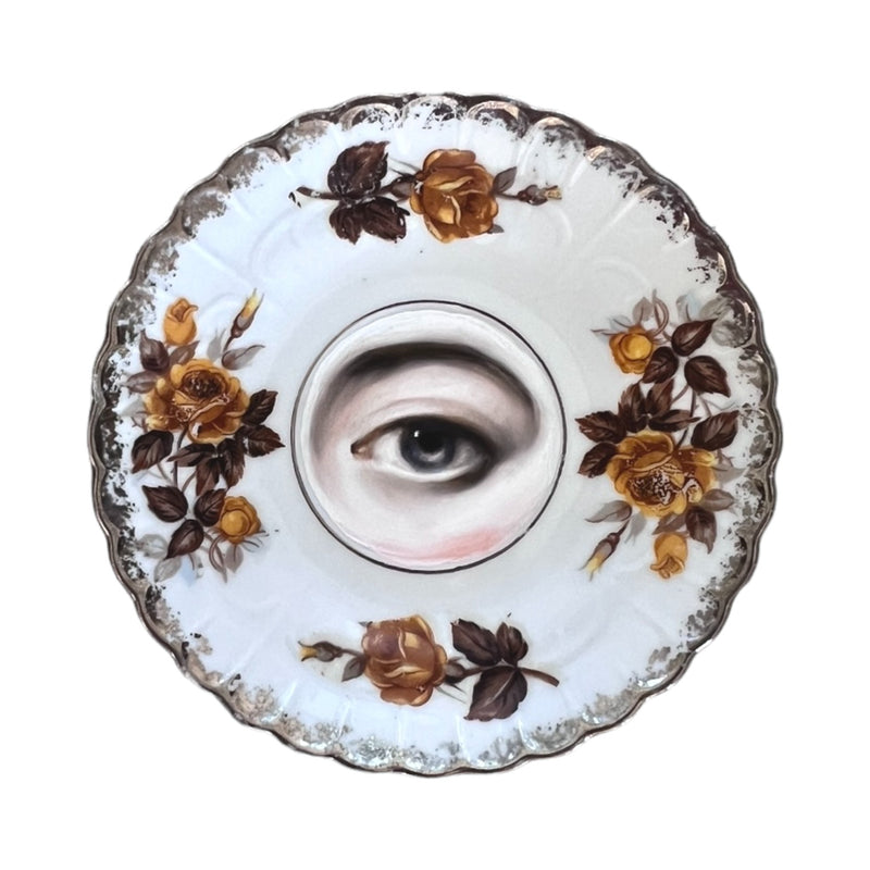 Lover's Eye Painting on a Yellow Roses Plate