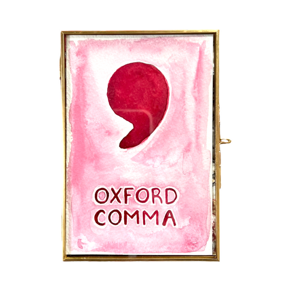 Lost & Found Collection: Oxford Comma Gouache/Watercolor Painting in Pink & Raspberry