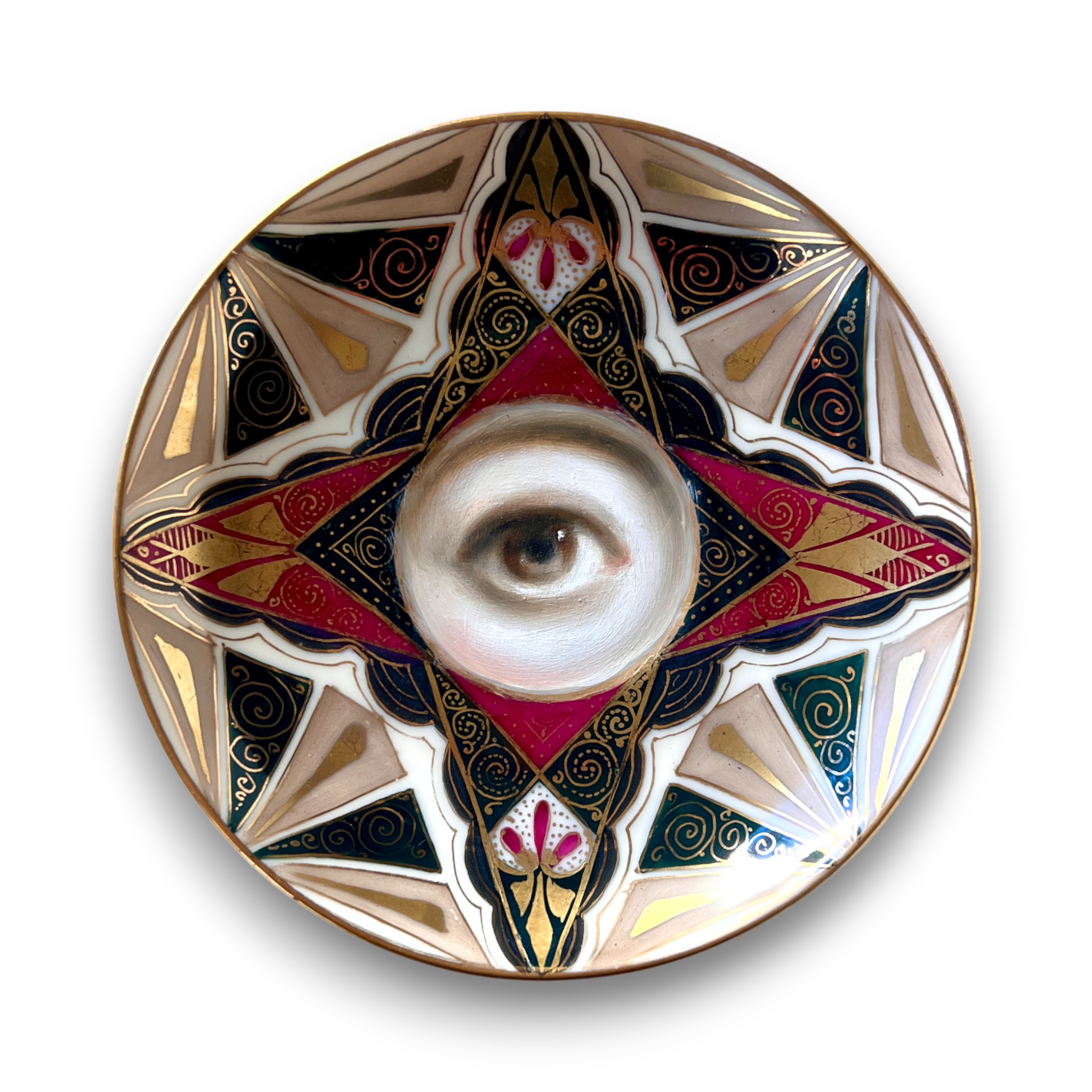 No. 3101 Lover's Eye Painting on an Art Deco Plate