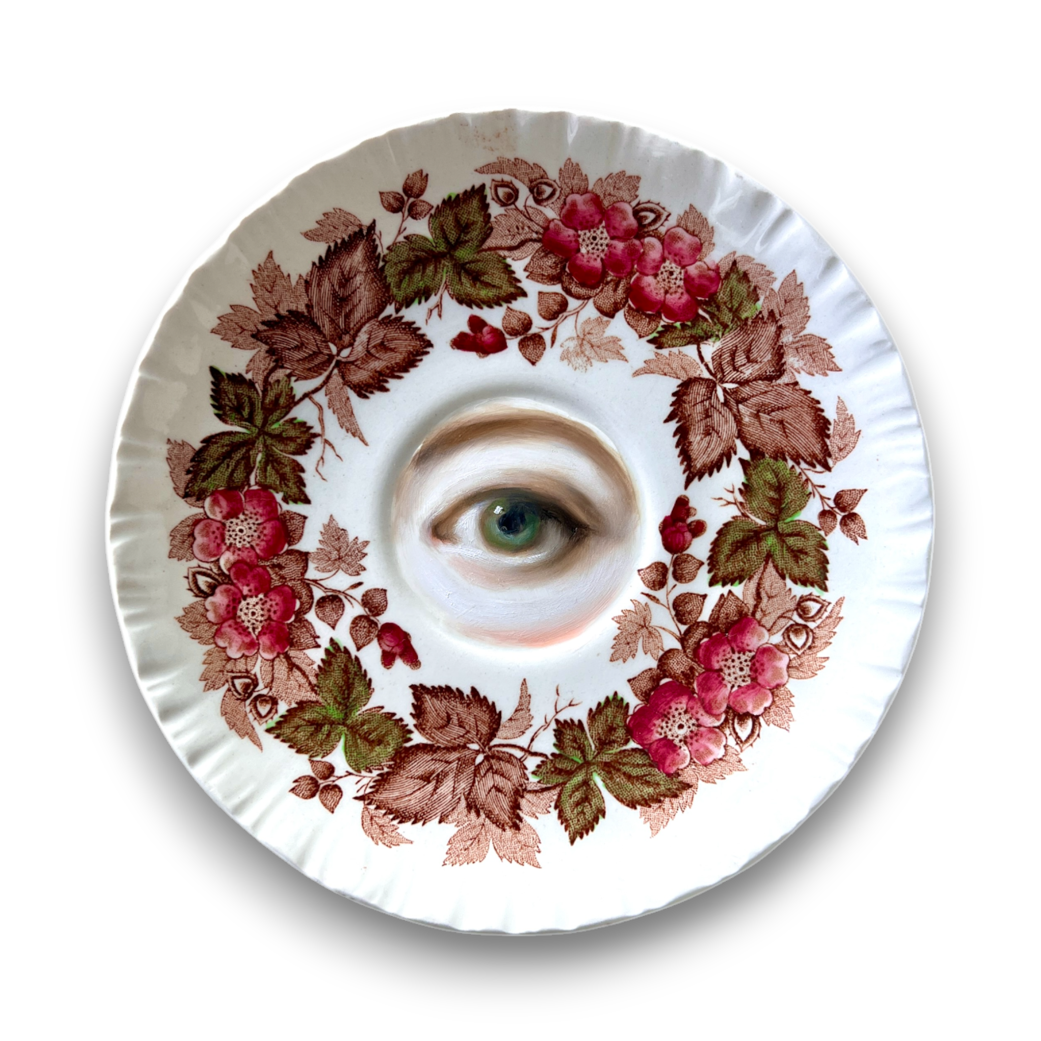 No. 3108 Lover's Eye Painting on a Wedgwood Wildbriar Plate