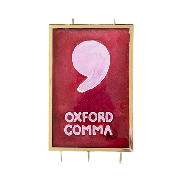 Lost & Found Collection: Oxford Comma Gouache/Watercolor Painting in Red & Lilac