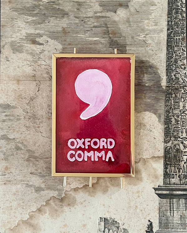 Lost & Found Collection: Oxford Comma Gouache/Watercolor Painting in Red & Lilac