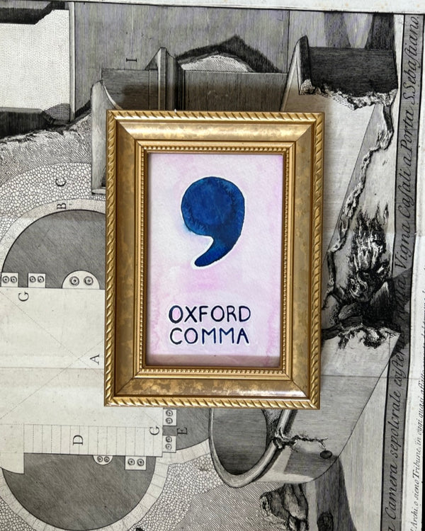 Lost & Found Collection: Oxford Comma Gouache/Watercolor Painting in Pale Lilac & Indigo