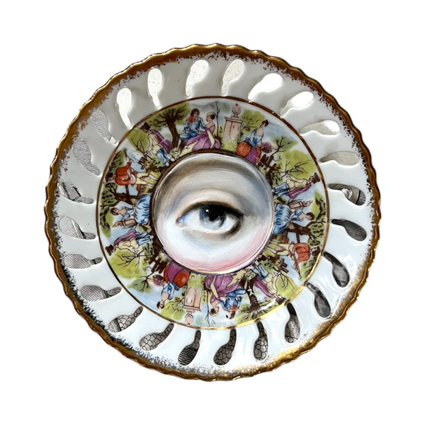 New! - Lover's Eye Painting on a Courting Scene Plate