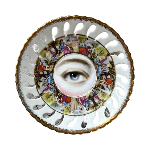 New! - Lover's Eye Painting on a Courting Scene Plate