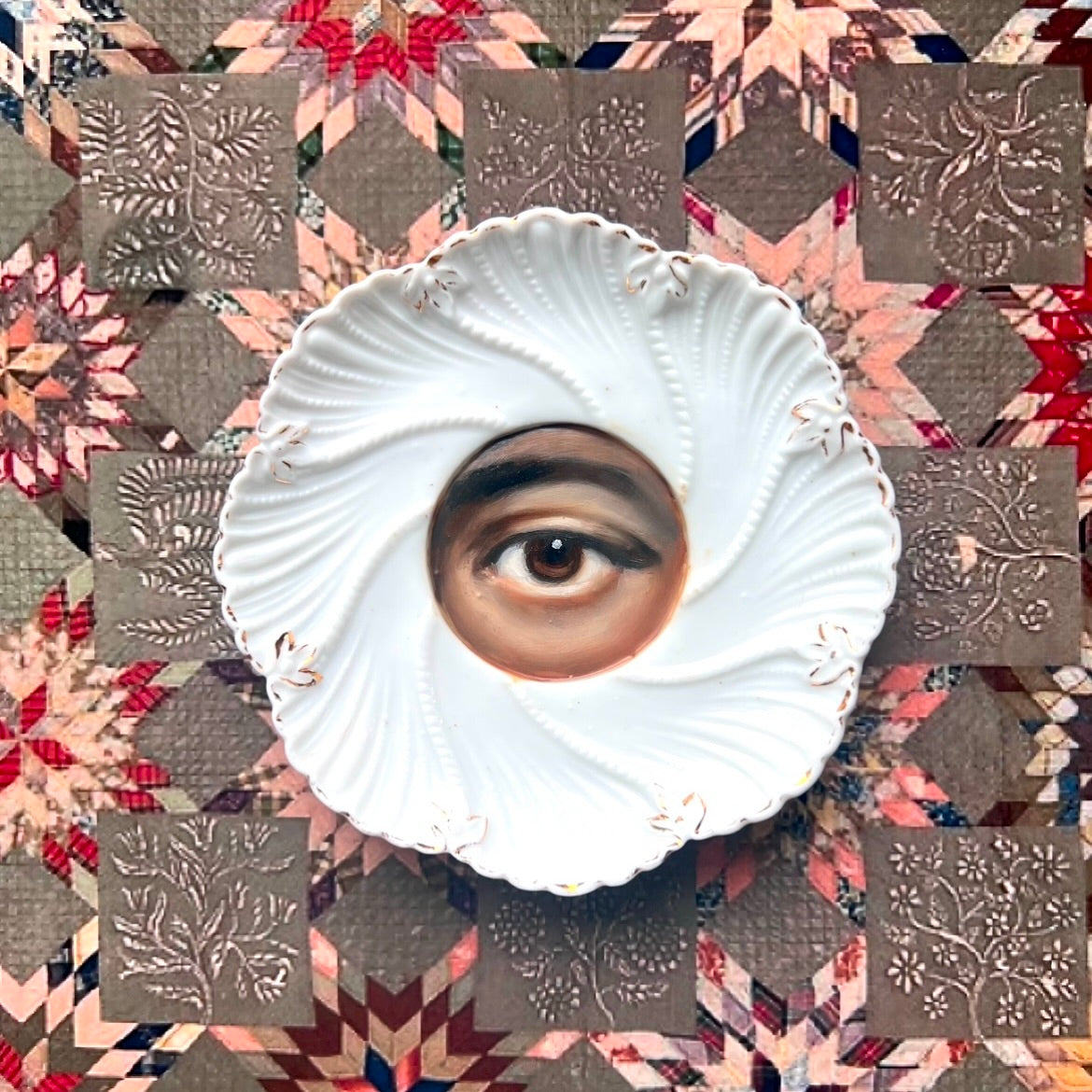 No. 2928 Lover's Eye Painting of Harriet Tubman on a Fluted Plate