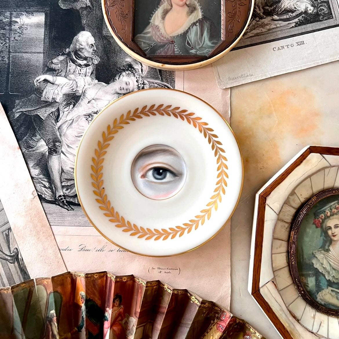 No. 2918 Lover's Eye Painting of Elisabeth Vigee Le Brun on a Gilt Foliate Plate