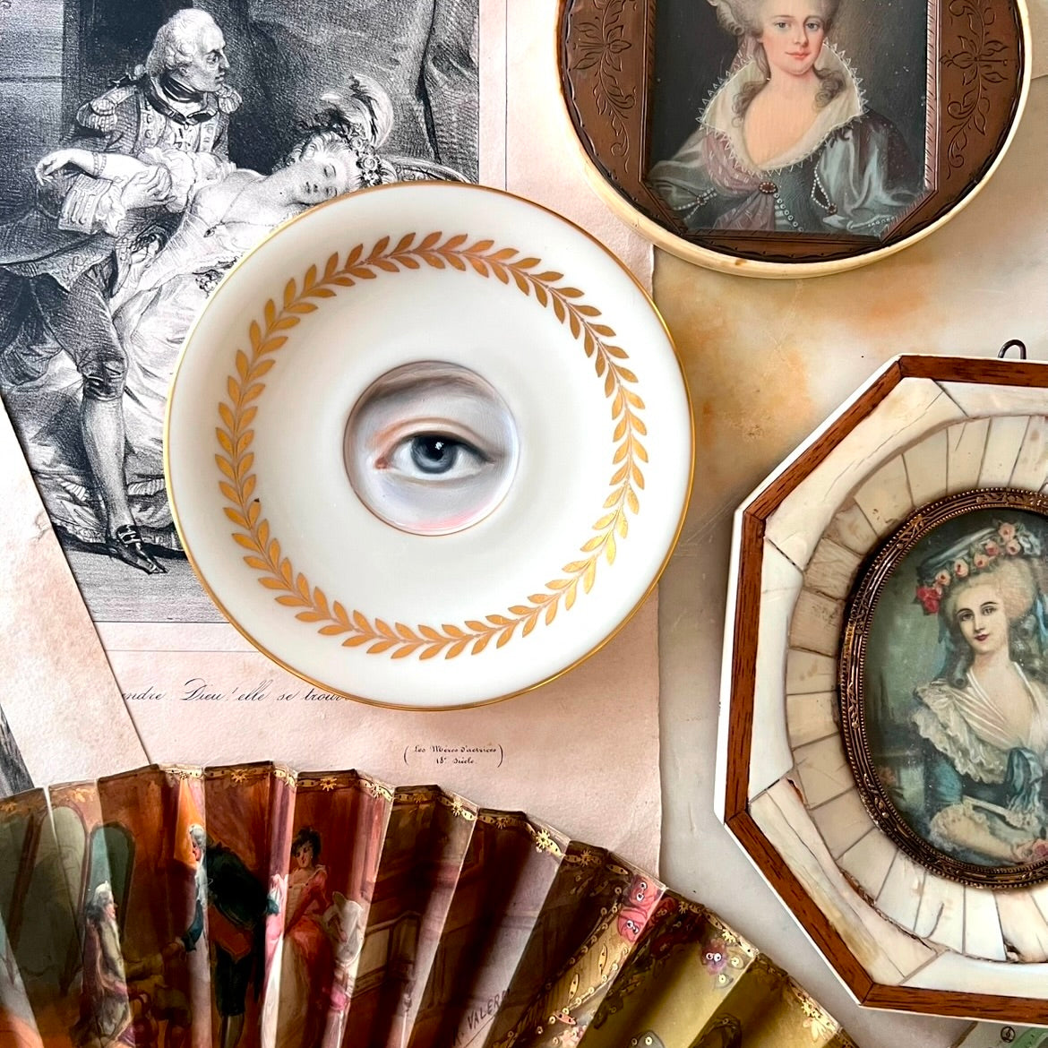 No. 2918 Lover's Eye Painting of Elisabeth Vigee Le Brun on a Gilt Foliate Plate