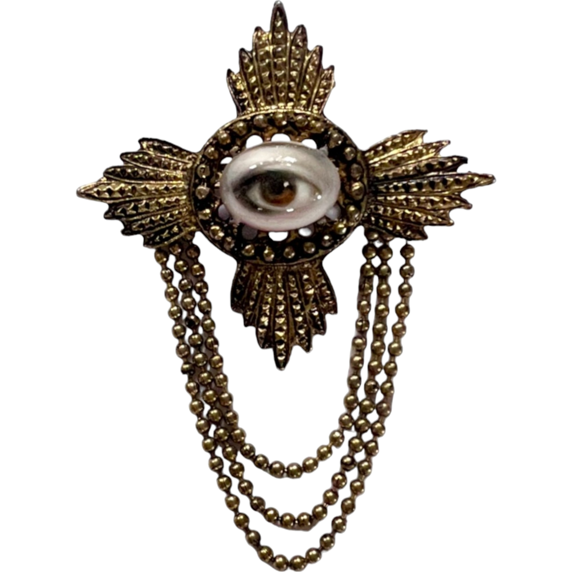 No. 1945 Lover's Eye Brooch with Starburst Cross and Swags