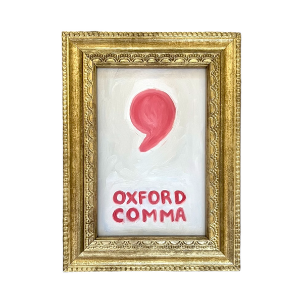 Lost & Found Collection: Oxford Comma Oil Painting in Cloud Off-White & Raspberry Pink