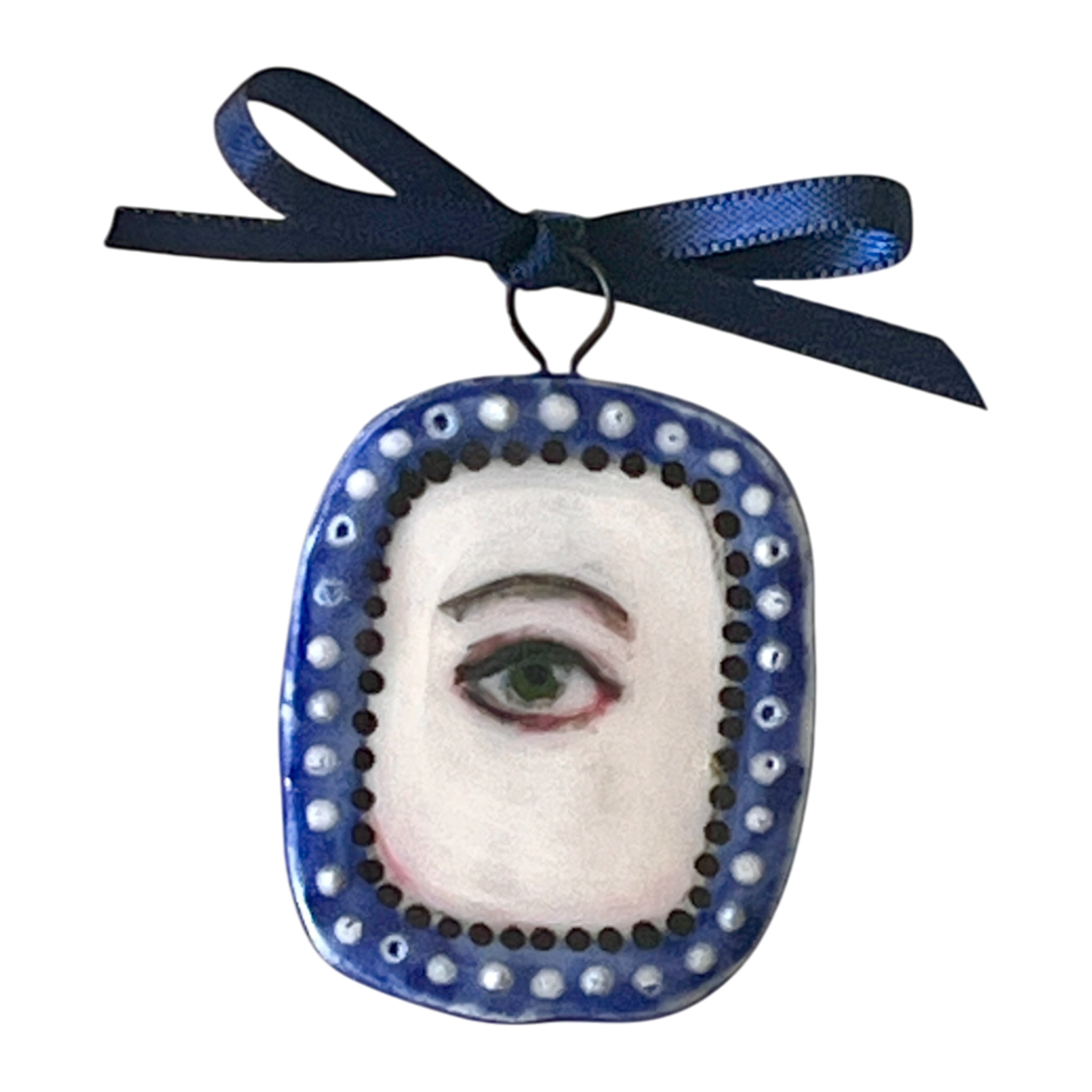 No. 205 Lover's Eye Charm - Seed Pearls on Blue