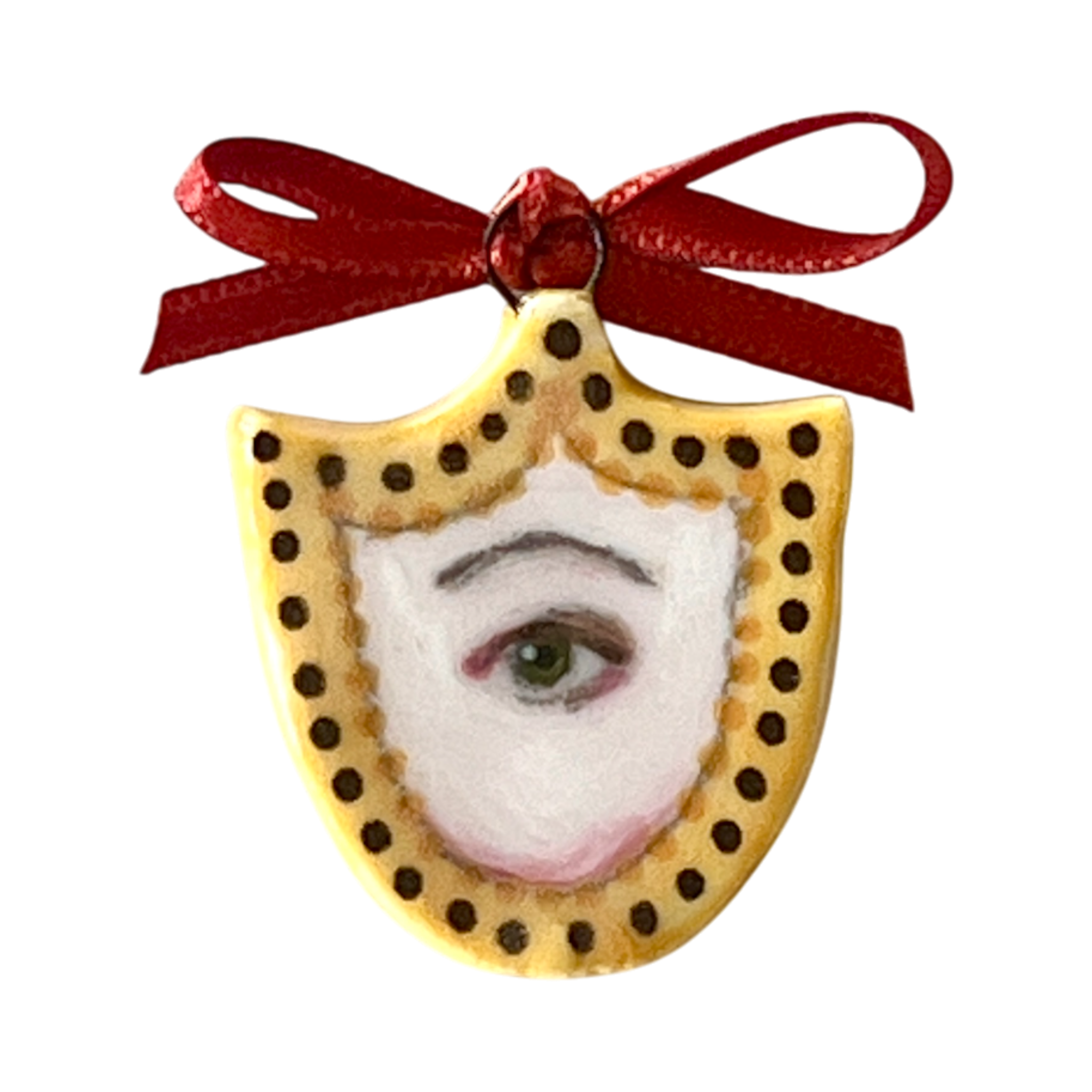 No. 206 Lover's Eye Charm - Gold & Jet Shield