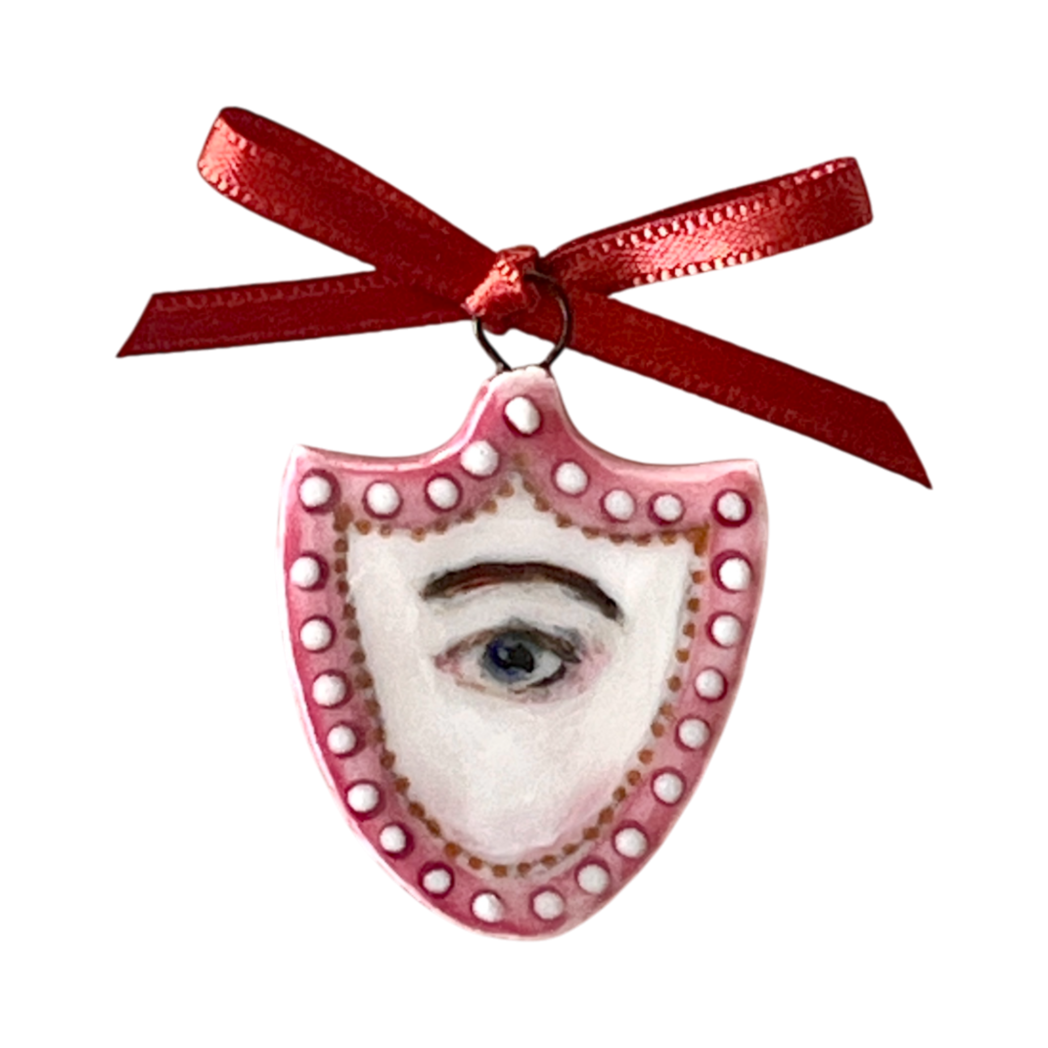 No. 225 Lover's Eye Charm - Pink Shield & Pearls