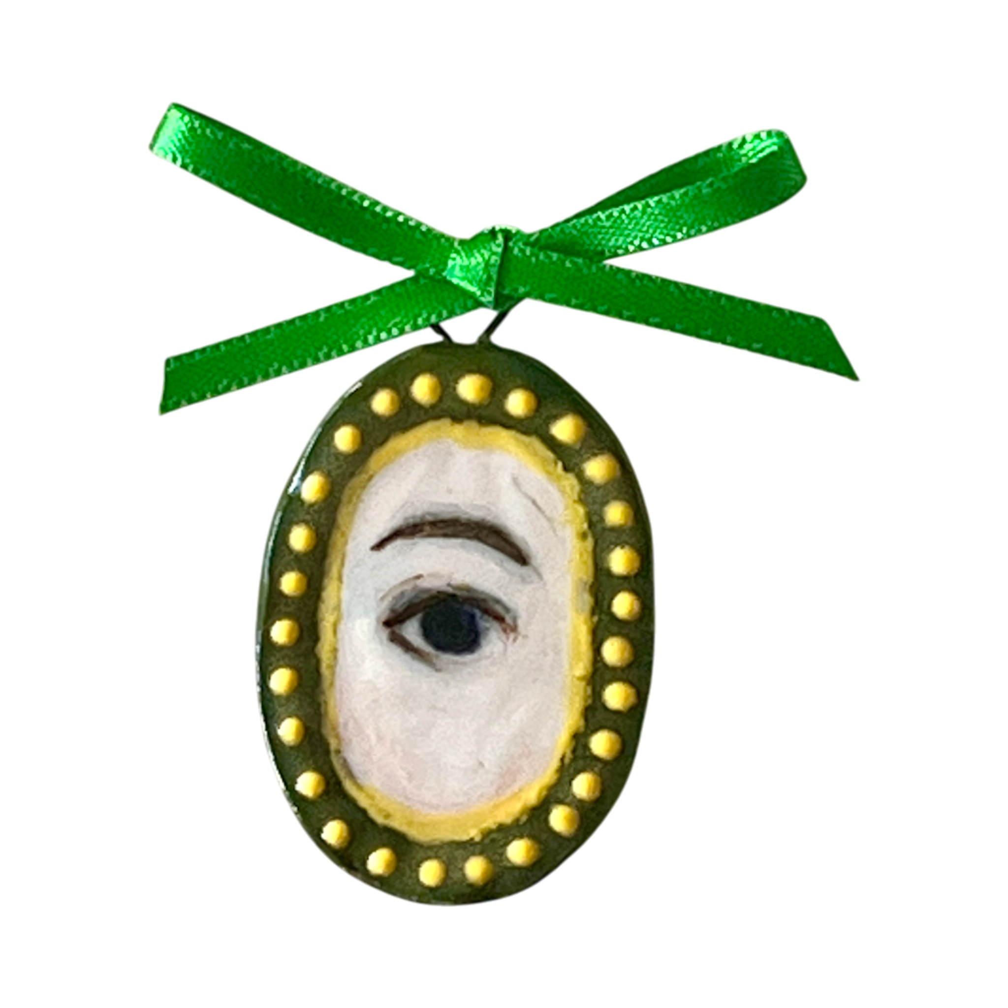 No. 228 Lover's Eye Charm - Green & Gold