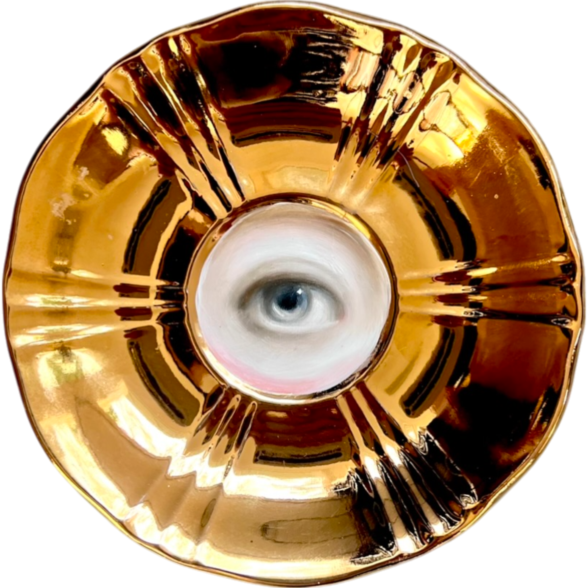 No. 2482 Lover's Eye Painting on a Mini English Gold Luster Plate