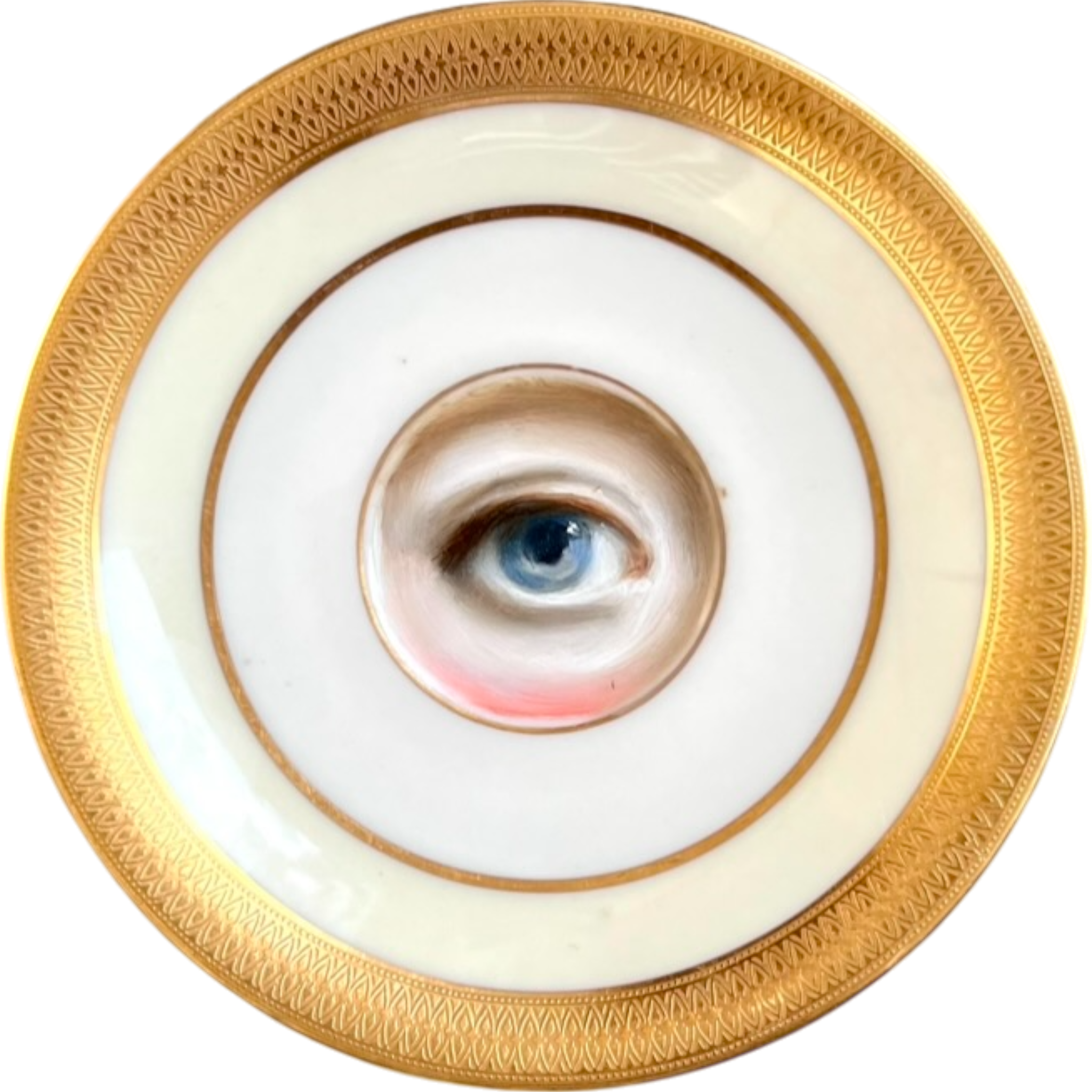 No. 2479 Lover's Eye Painting on a Mini Lenox Gilt Border Plate