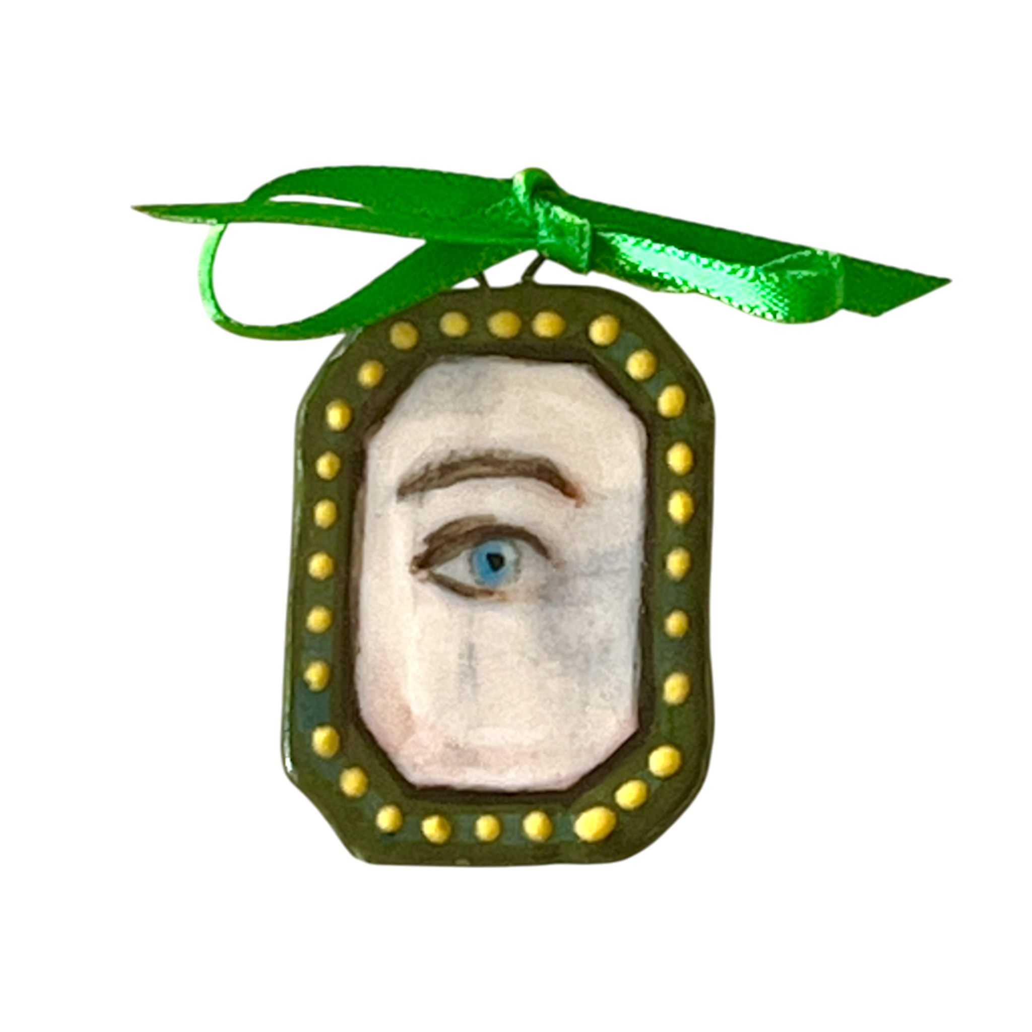 No. 247 Lover's Eye Charm - Green & Gold (Seconds)