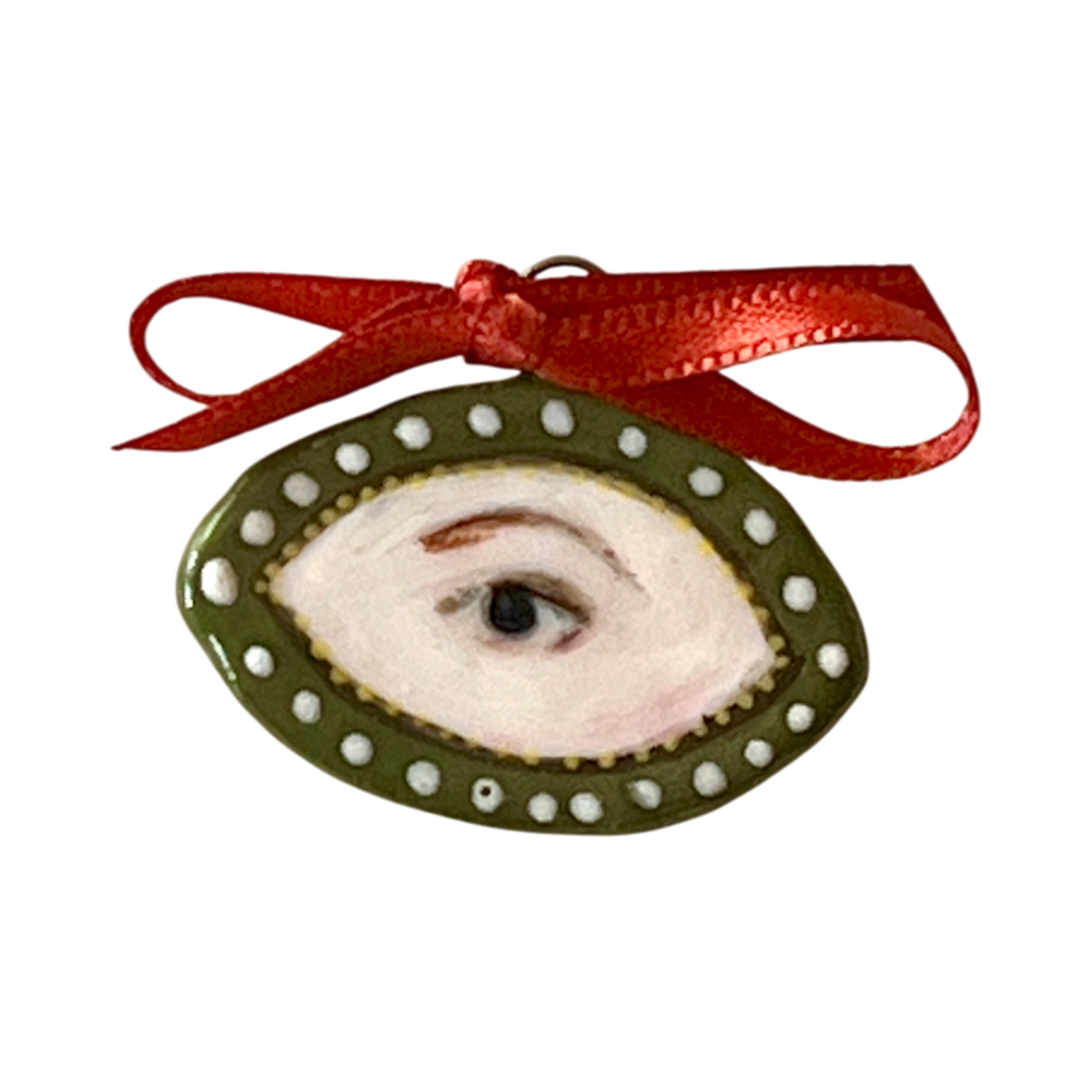 No. 252 Lover's Eye Charm - Green & Pearls