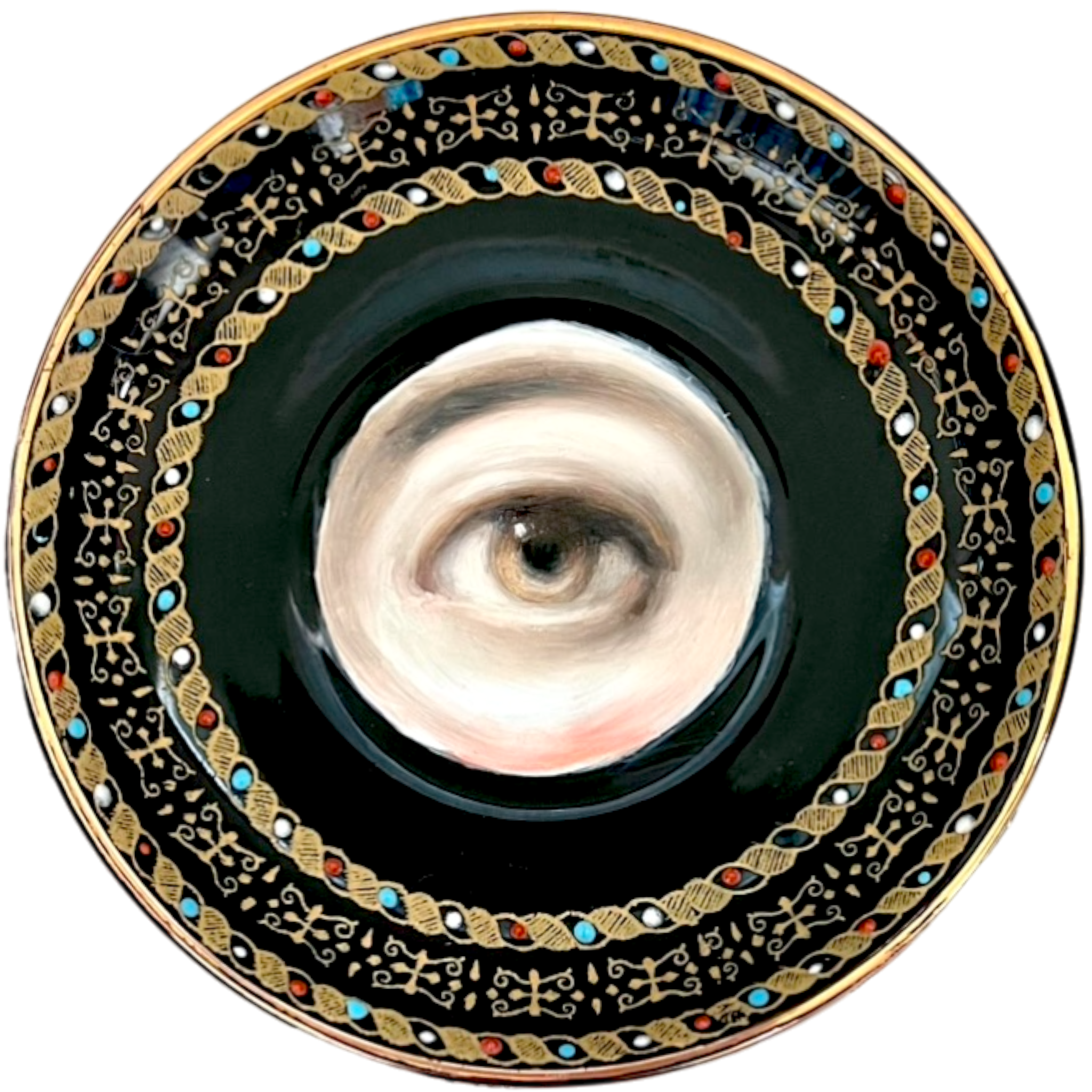 No. 2493 Lover's Eye Painting on a Mini English "Italian Border" Plate