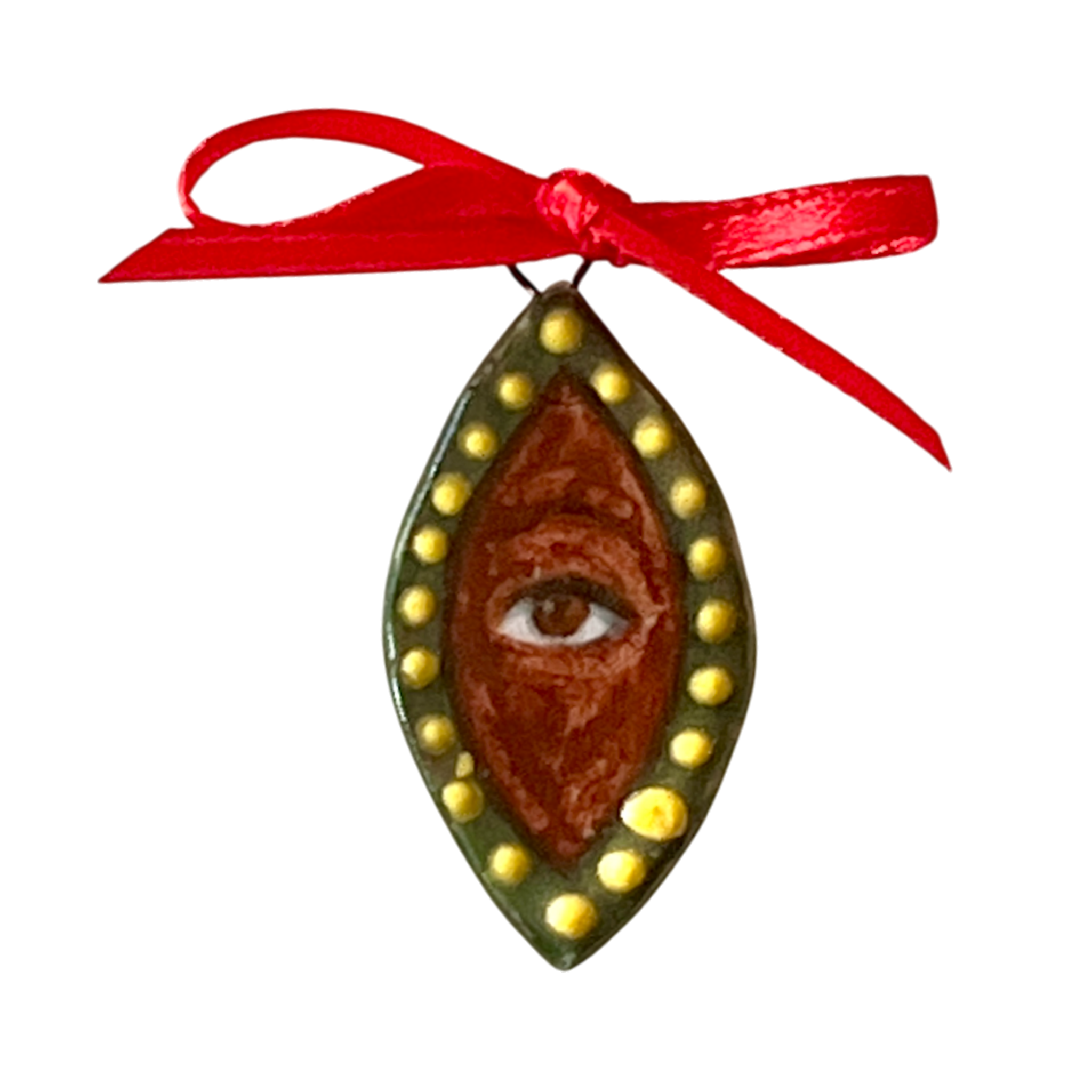 No. 264 Lover's Eye Charm - Green & Gold Navette