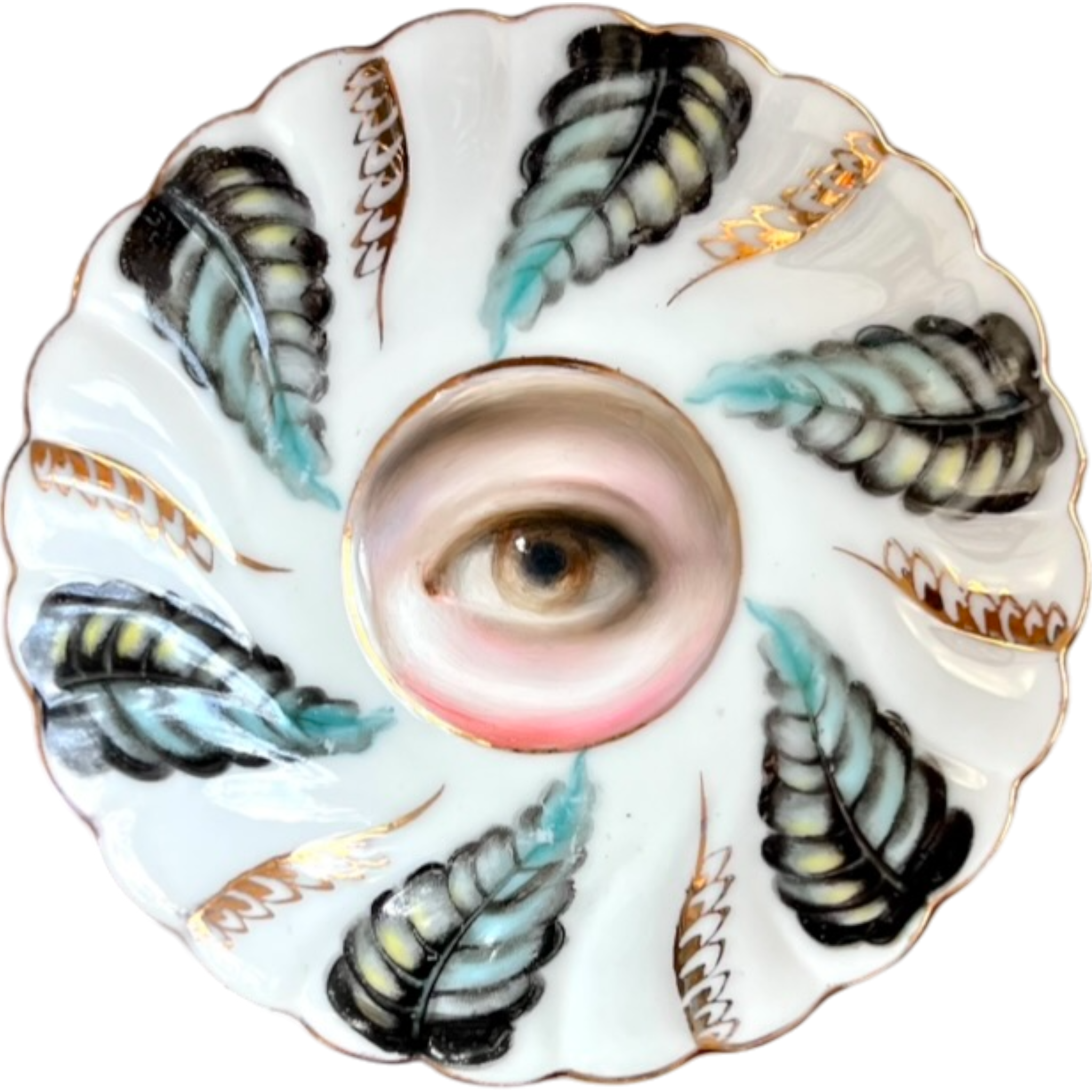 No. 2486 Lover's Eye Painting on a Mini Leaf Border Plate