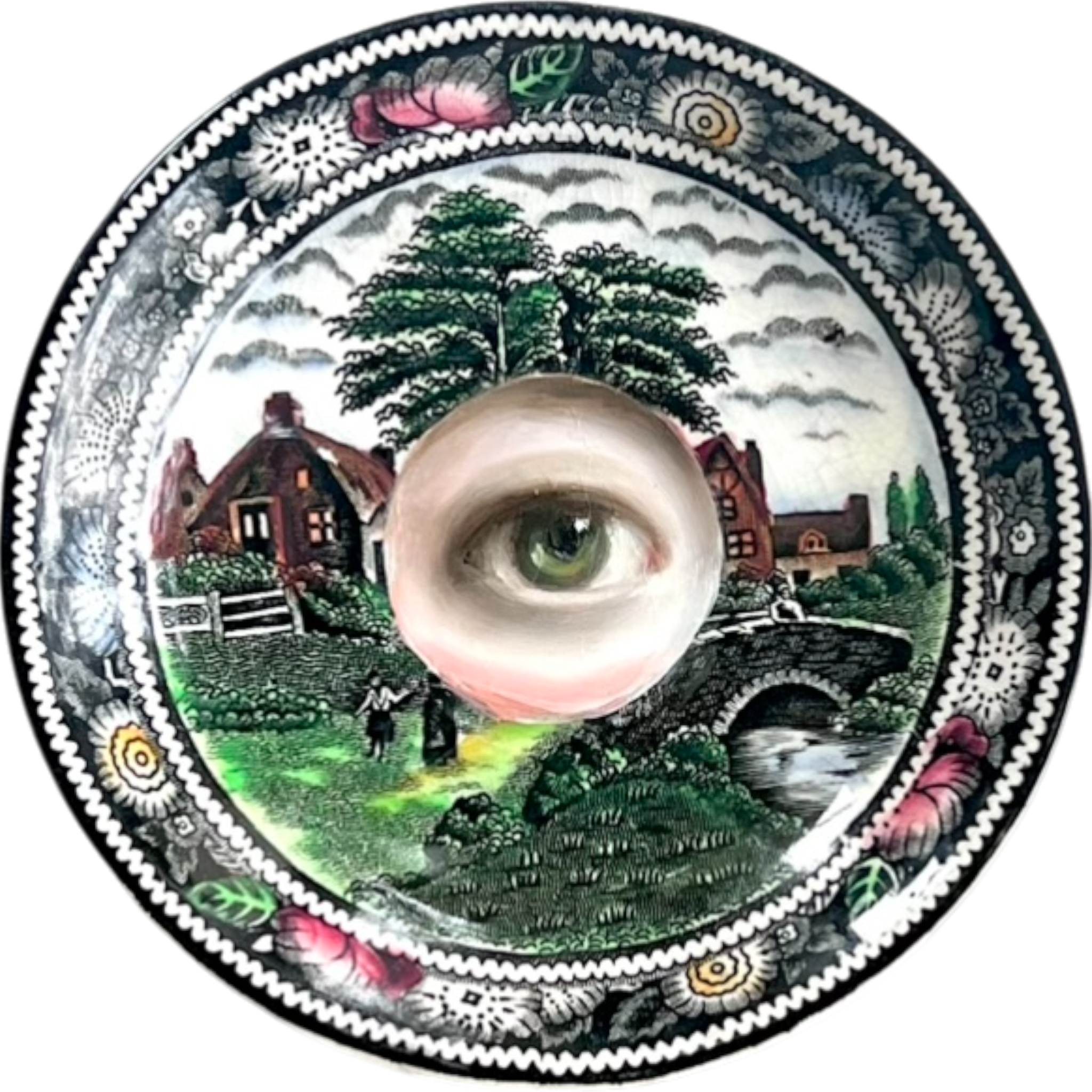 No. 2470 Lover's Eye Painting on a Mini English Landscape Plate