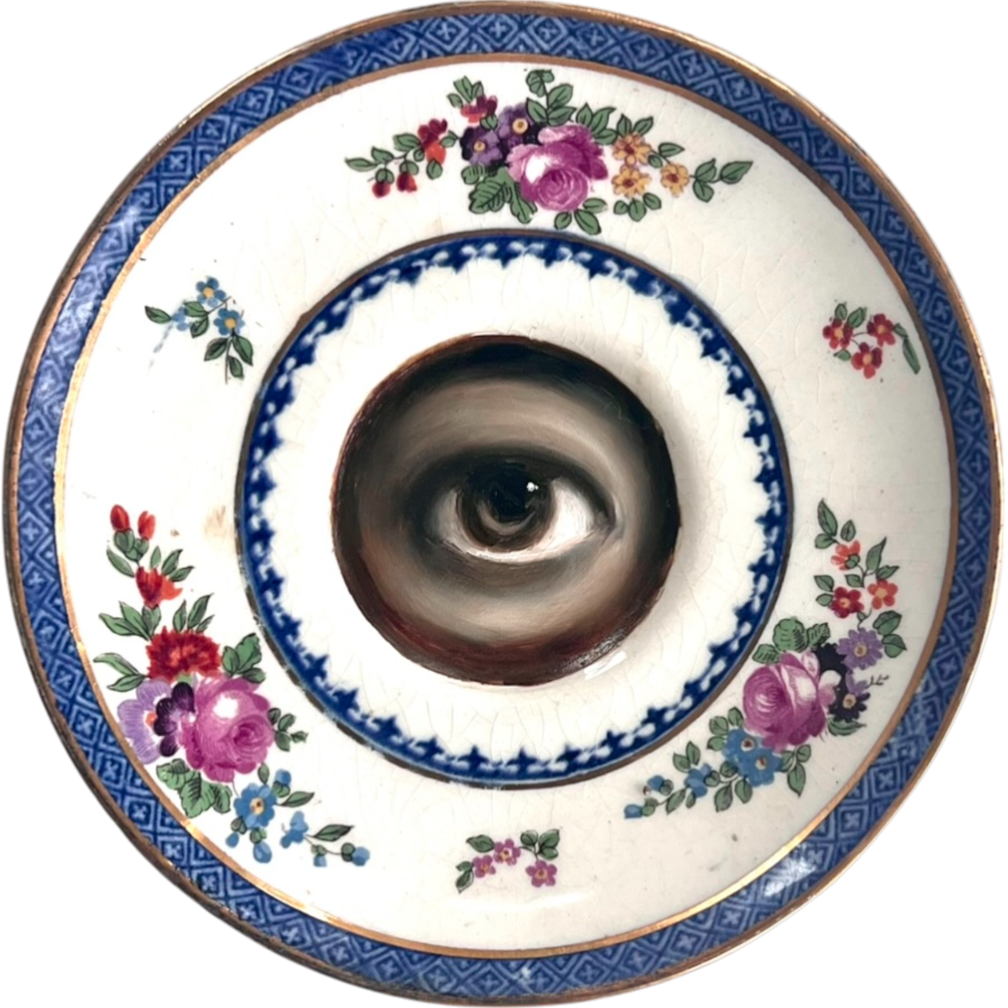 No. 2471 Lover's Eye Painting on a Mini English Floral Plate