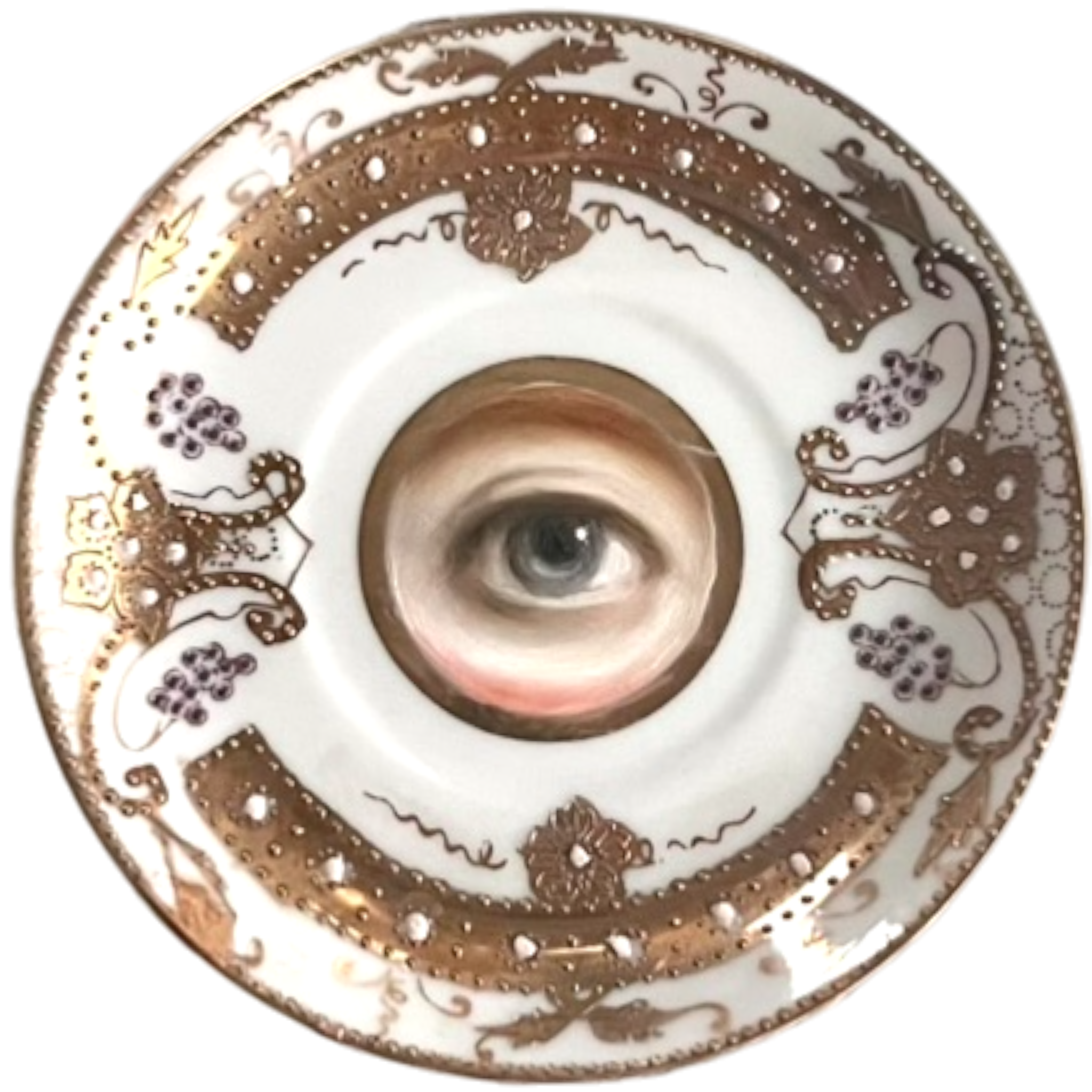 No. 2489 Lover's Eye Painting on a Mini Gilt Moriage Plate