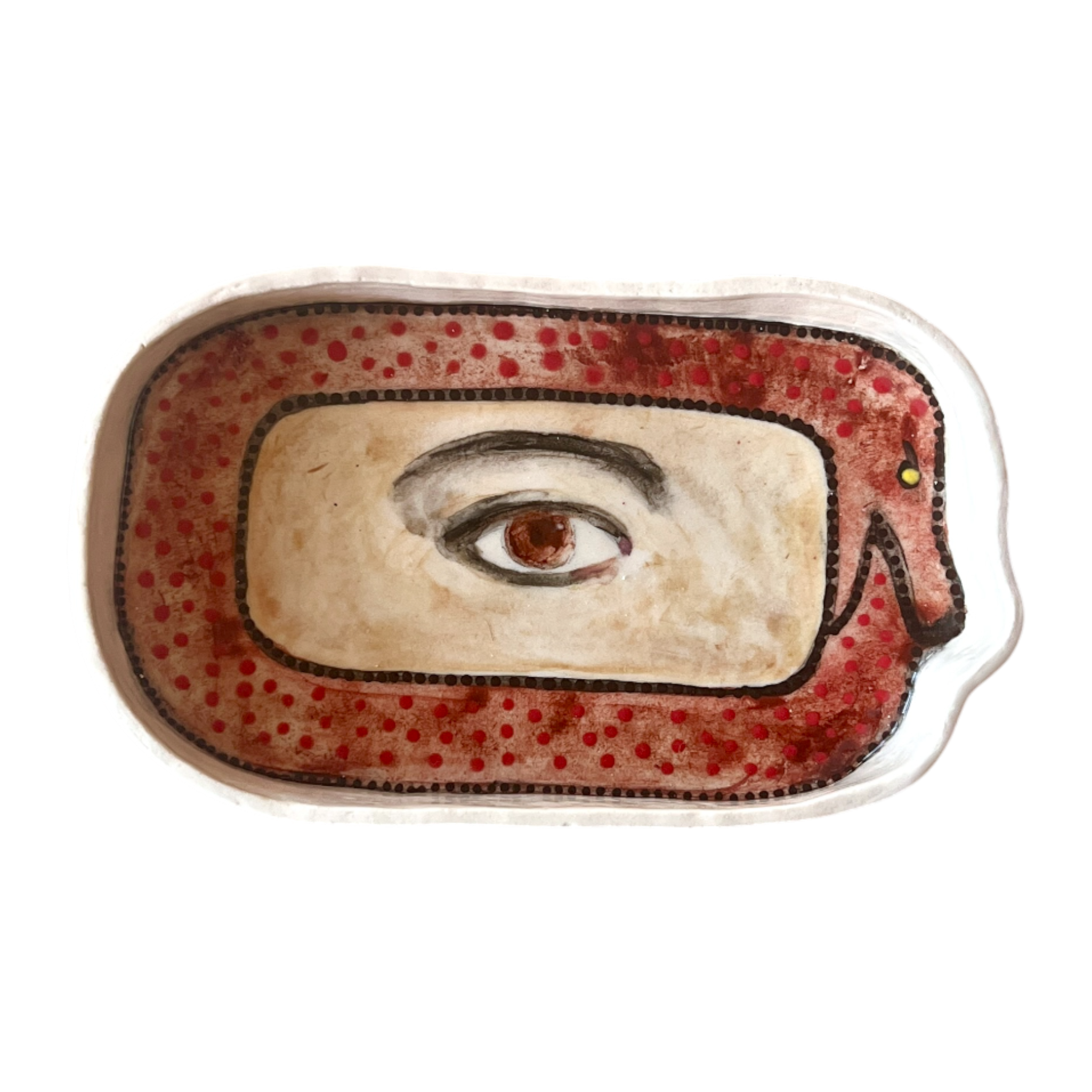 No. 203 Lover's Eye Jewelry Dish - Red Dotted Ouroboros