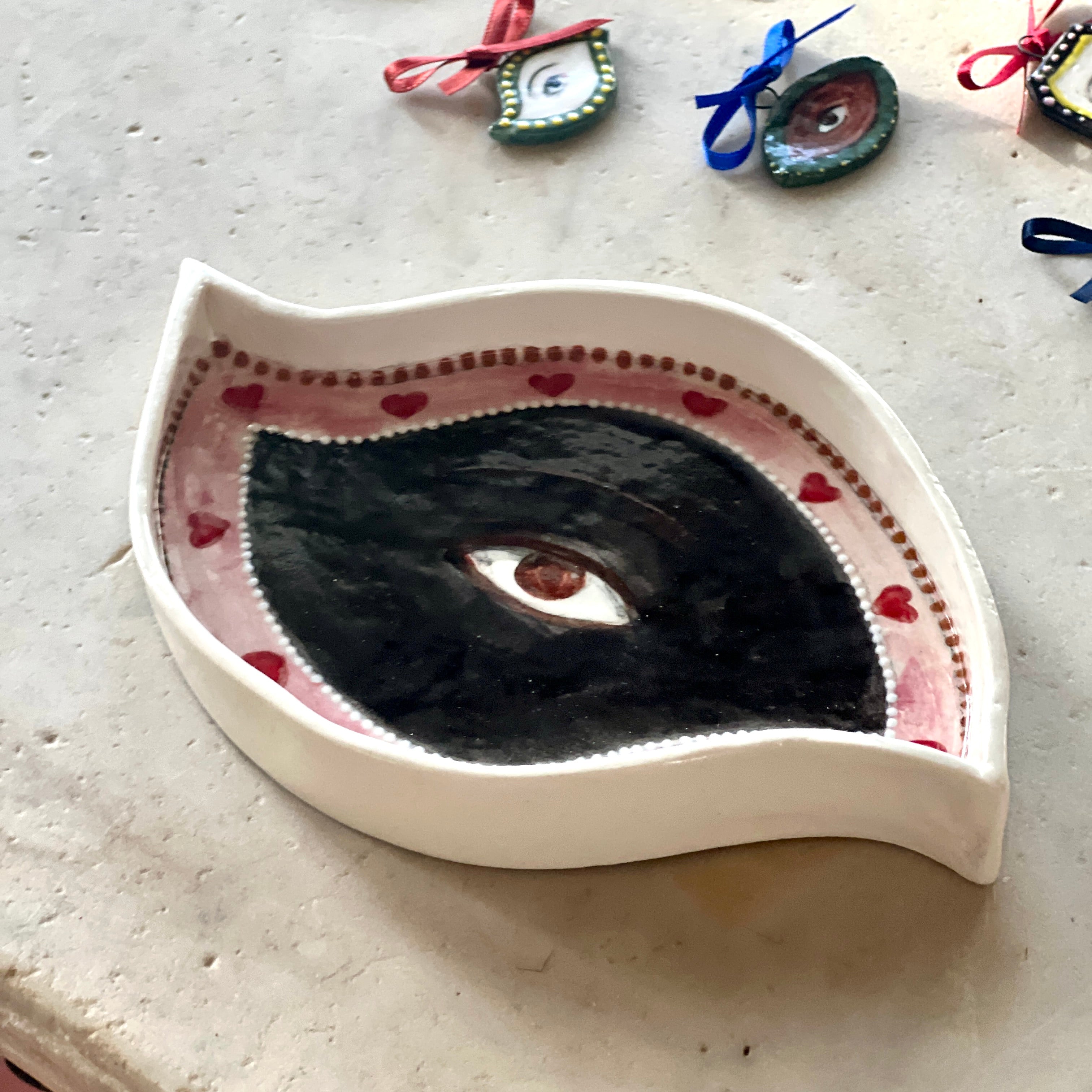 No. 201 Lover's Eye Jewelry Dish - Red Hearts