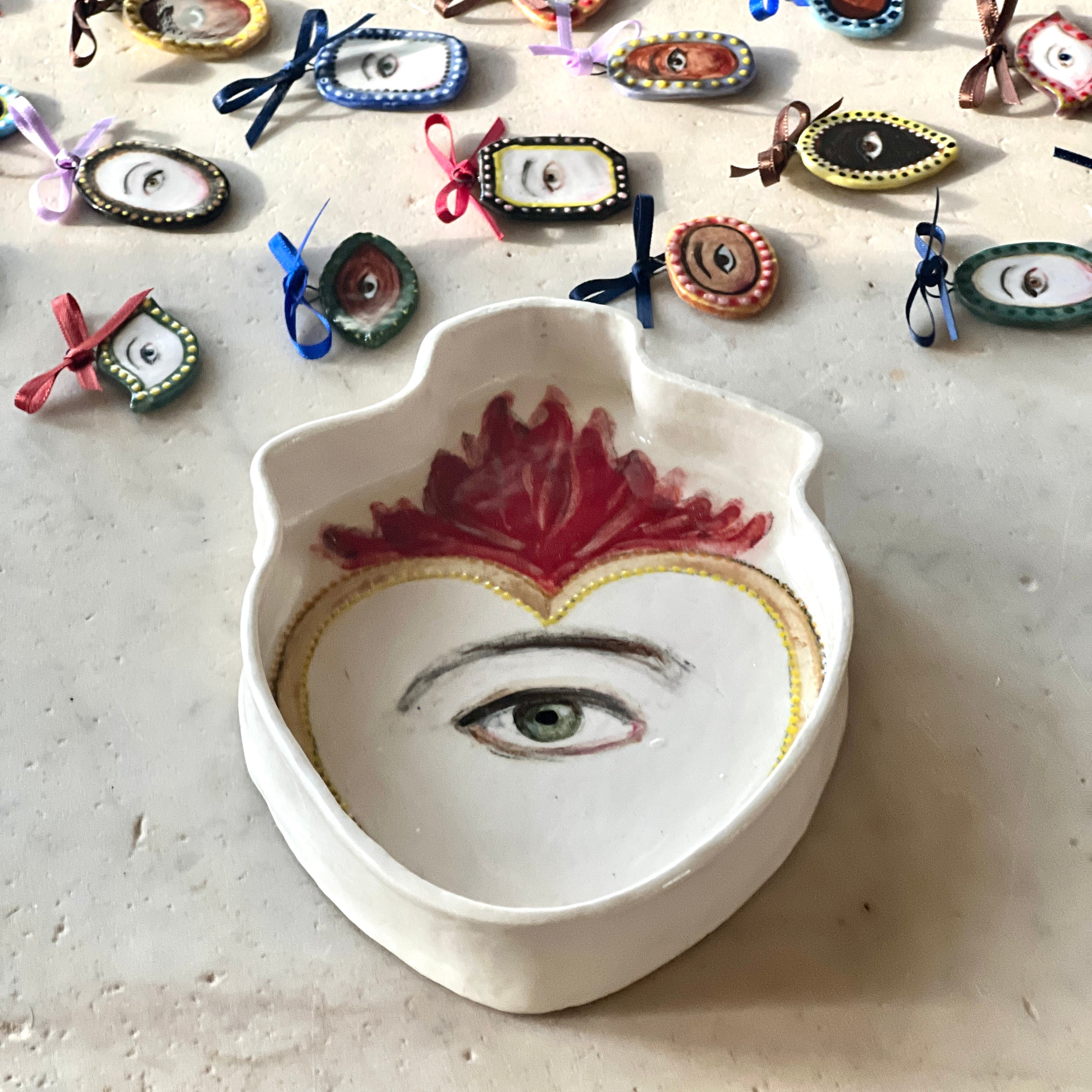 No. 202 Lover's Eye Jewelry Dish - Flaming Heart