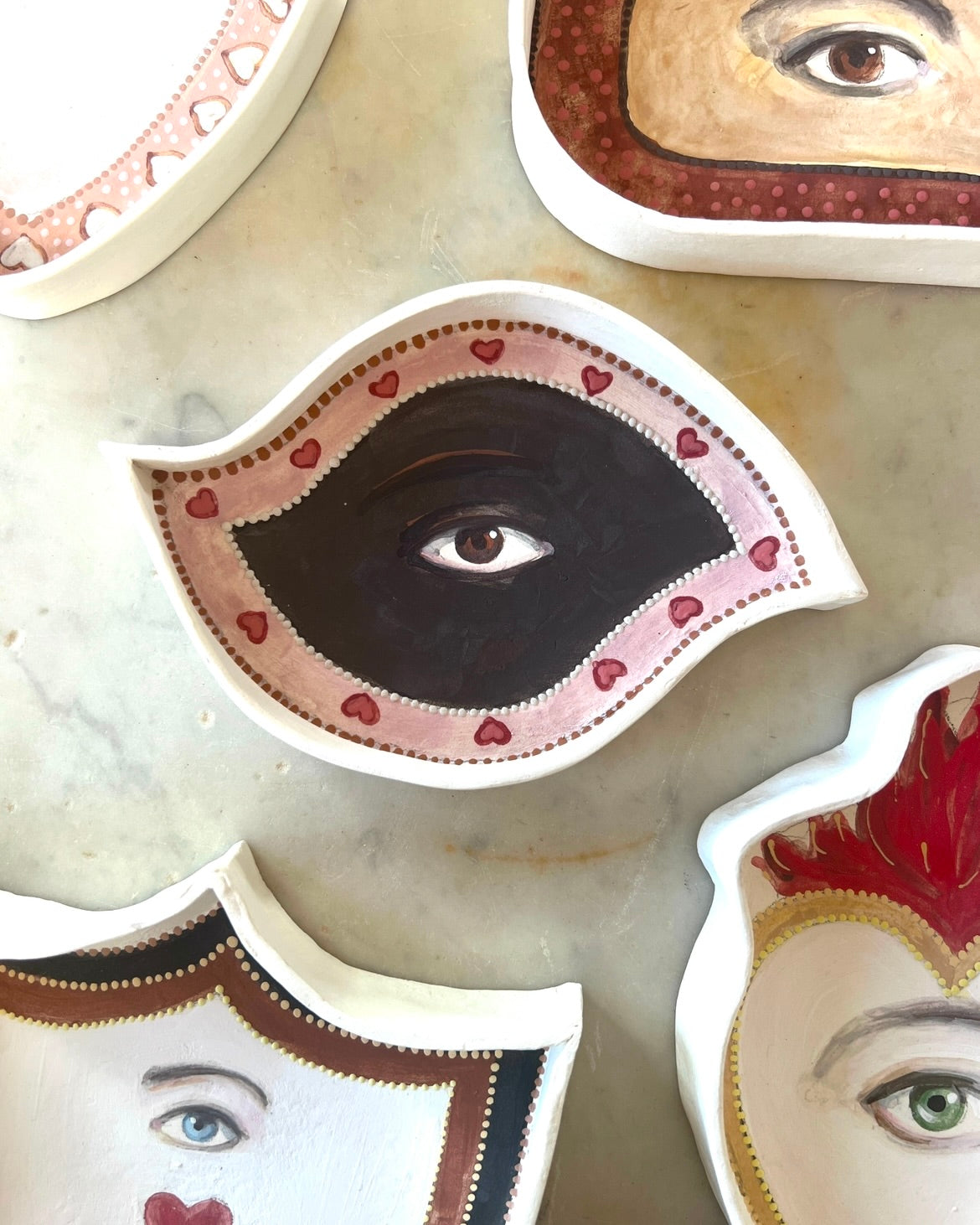 No. 201 Lover's Eye Jewelry Dish - Red Hearts