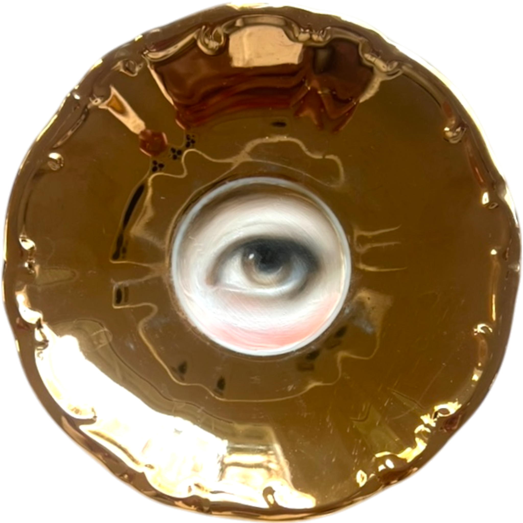 No. 2507 Lover's Eye Painting On A Mini Gold Luster Plate