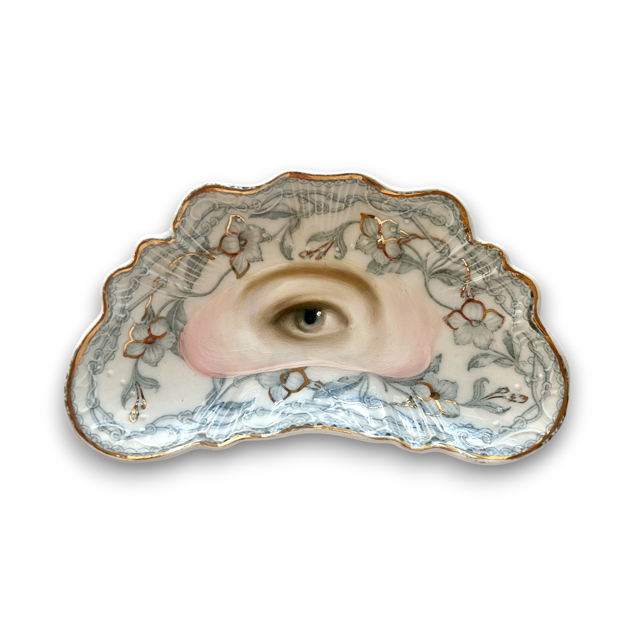 No. 3142 Lover's Eye Painting on an English "Lothair" Crescent Plate