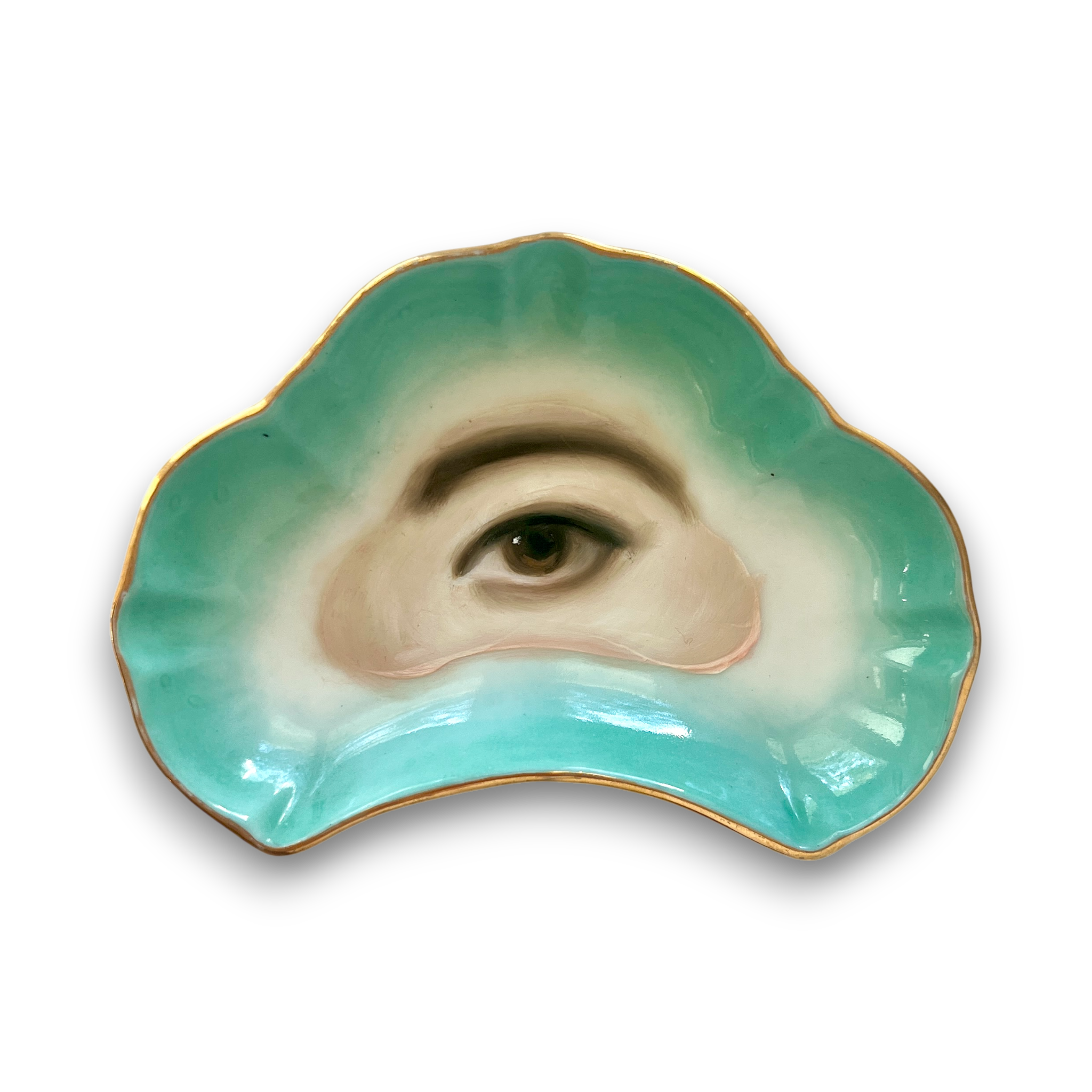 No. 3135 Lover's Eye Painting on a French Limoges Trefoil Plate