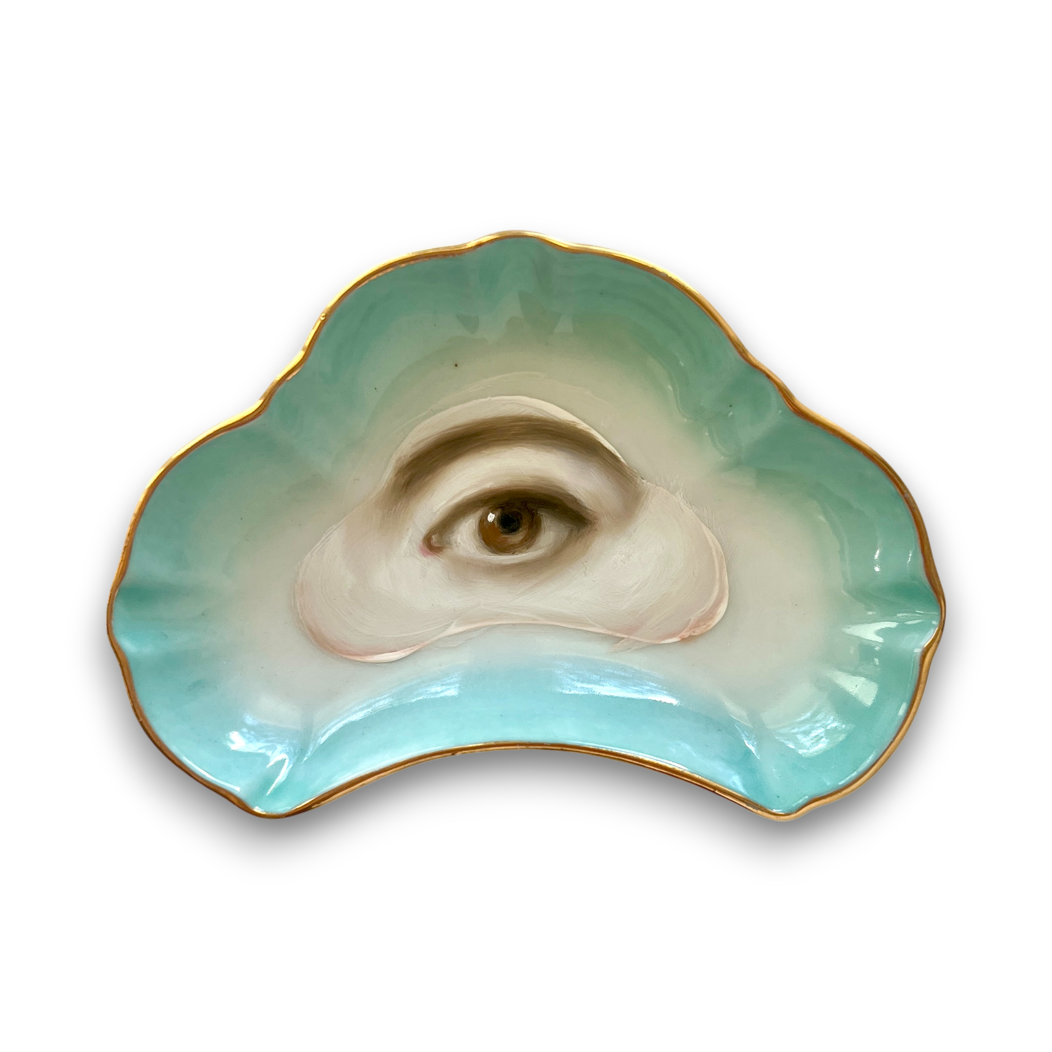 No. 3137 Lover's Eye Painting on a French Limoges Trefoil Plate