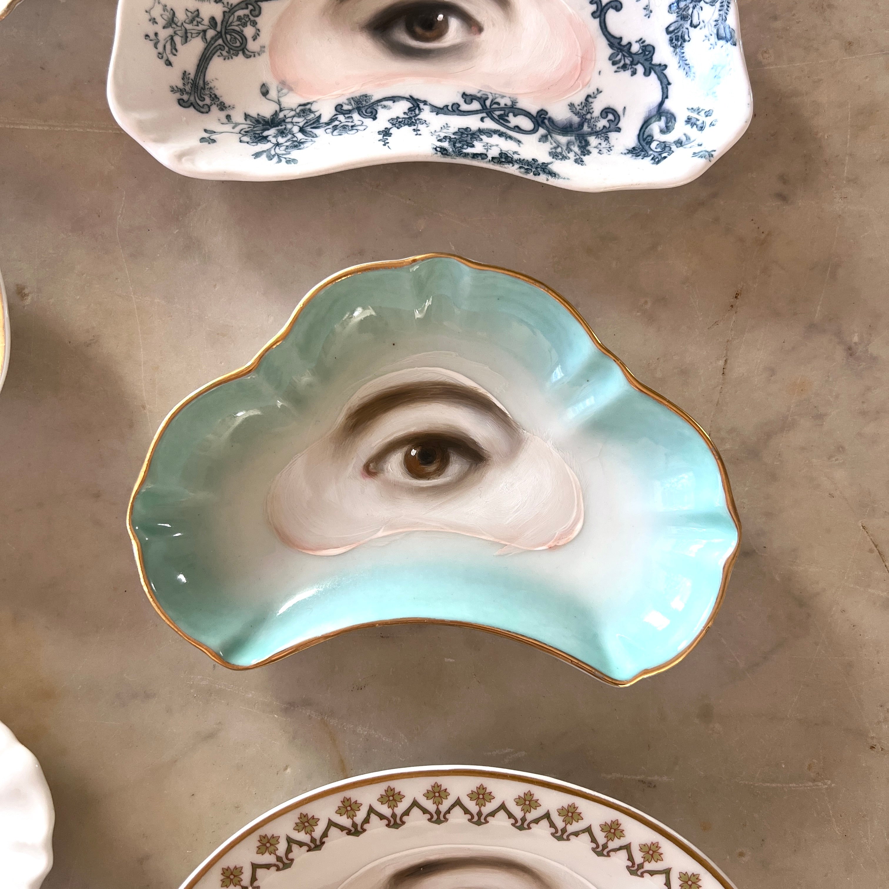 No. 3137 Lover's Eye Painting on a French Limoges Trefoil Plate