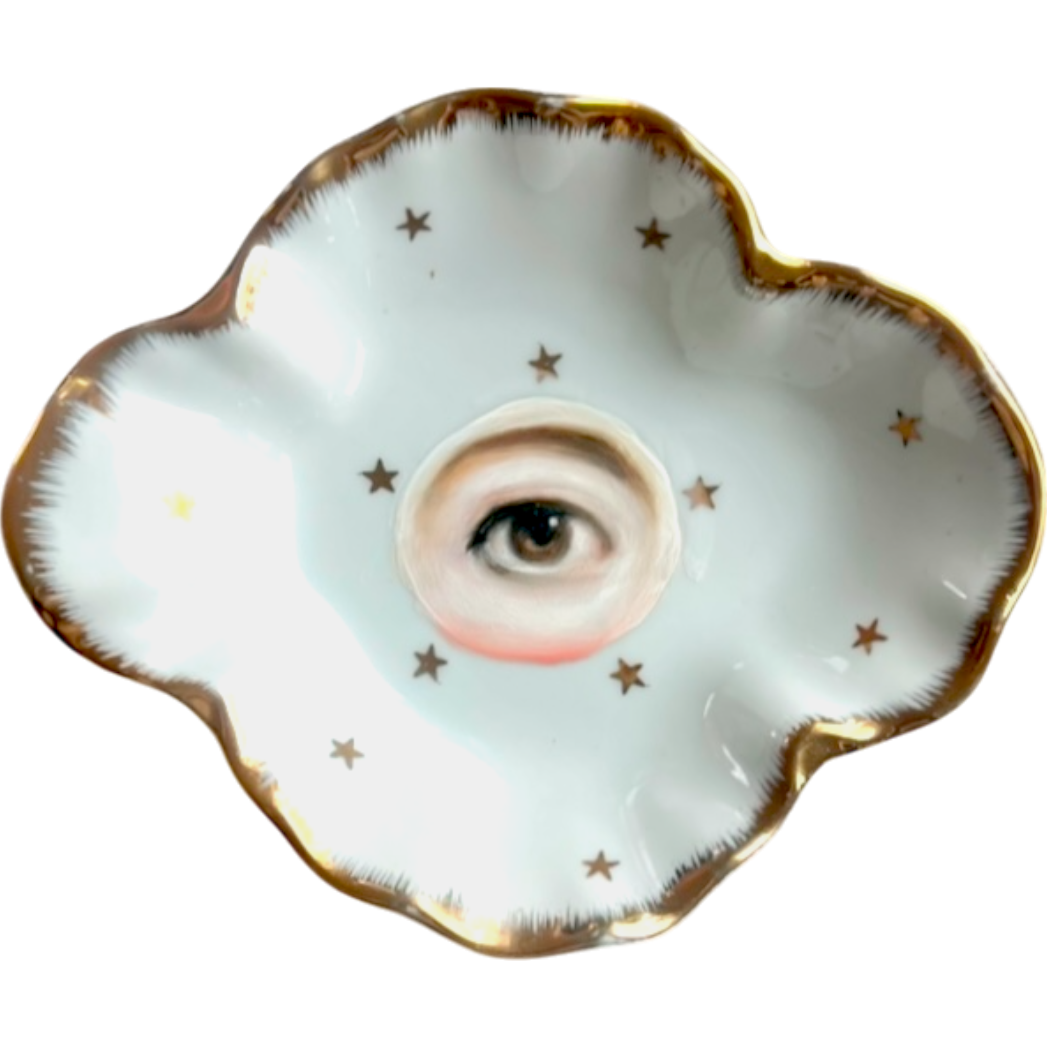 No. 2512 Lover's Eye Painting on a White Cloud-Shaped Plate with Gold Stars