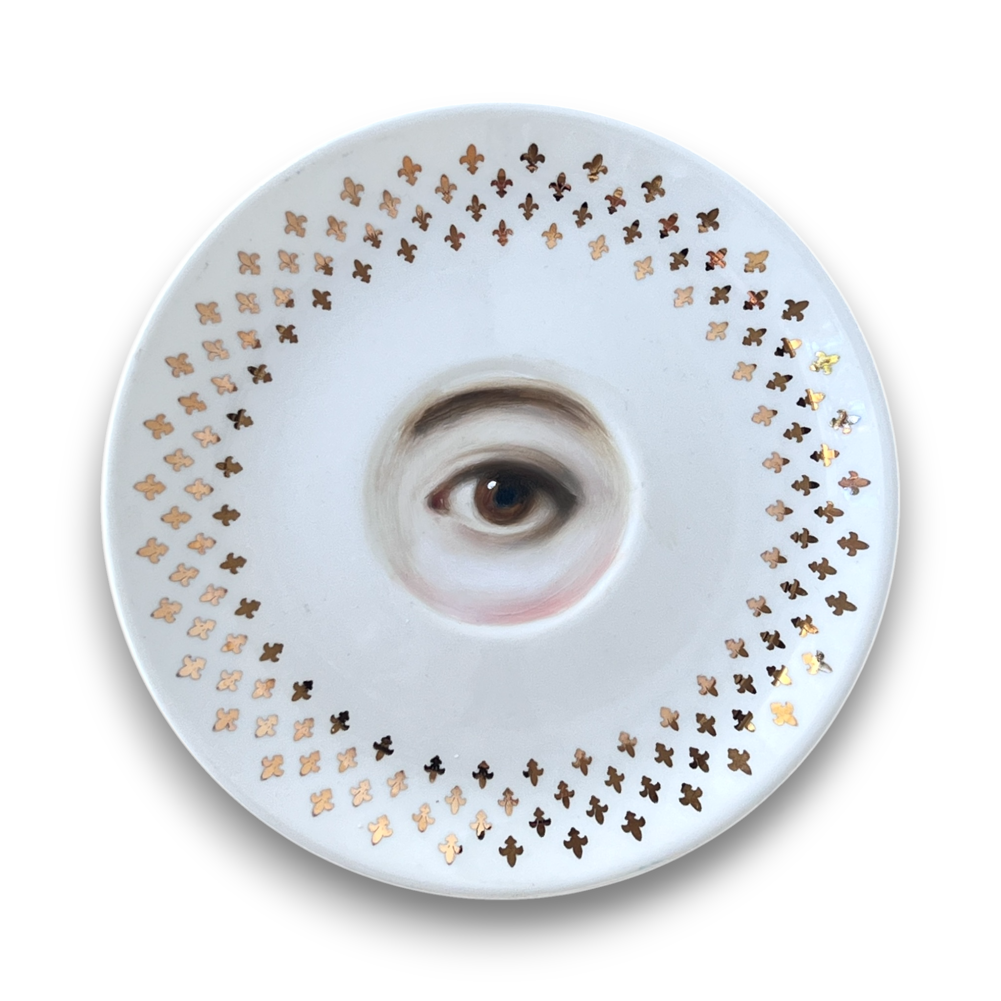 No. 3145 Lover's Eye Painting on a Fleur De Lys Plate