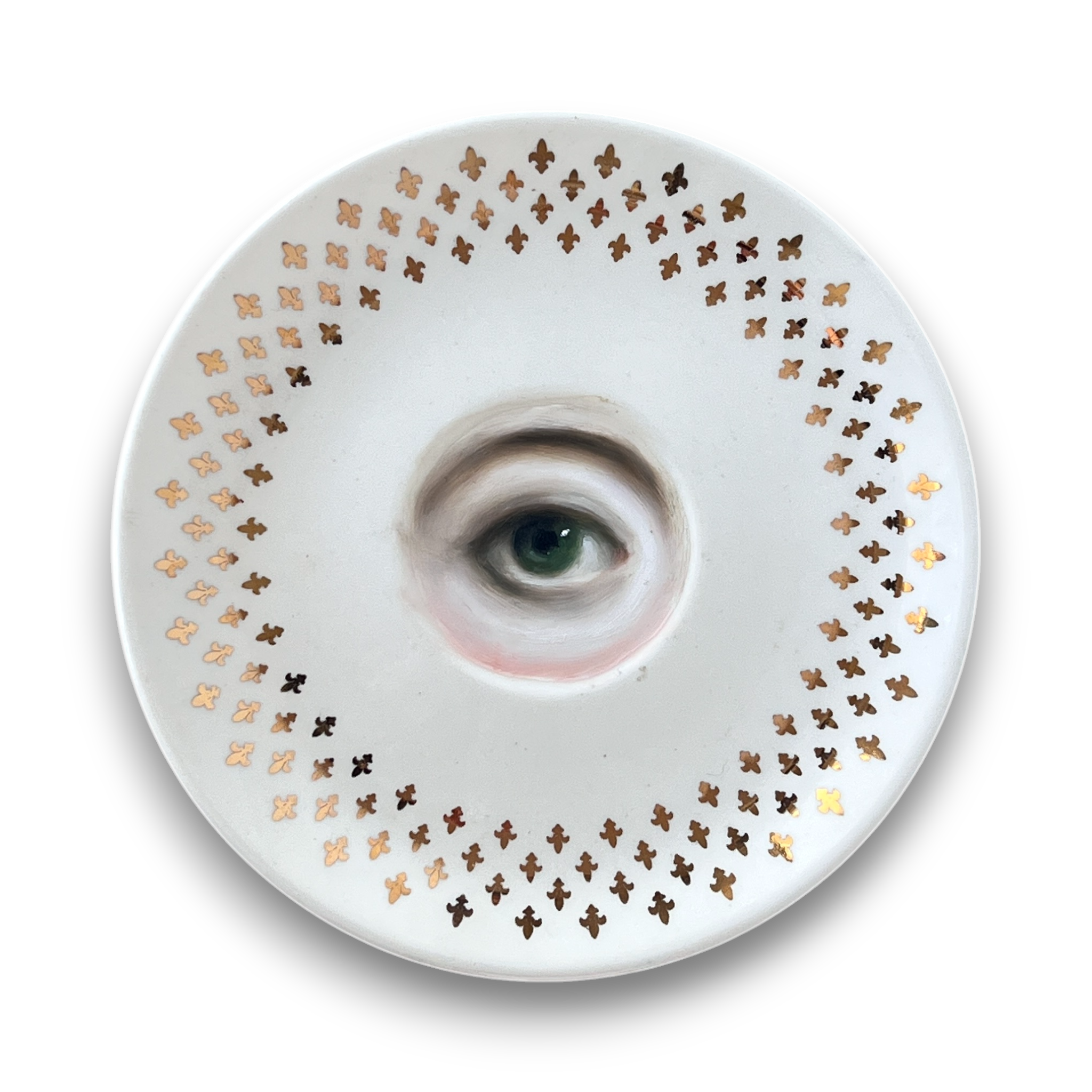 No. 3146 Lover's Eye Painting on a Fleur de Lys Plate