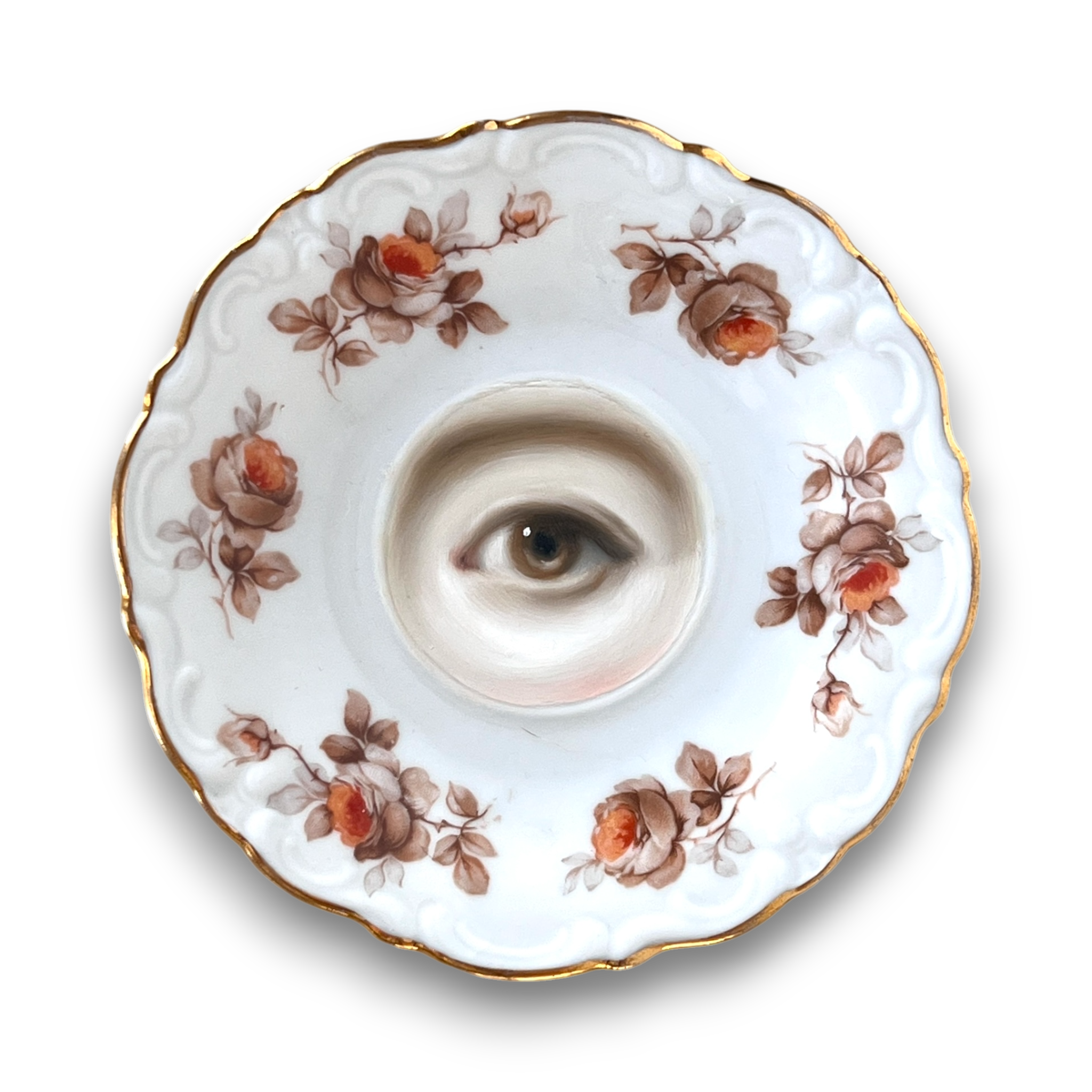 No. 3153 - Lover's Eye Painting on a Yellow Roses Plate