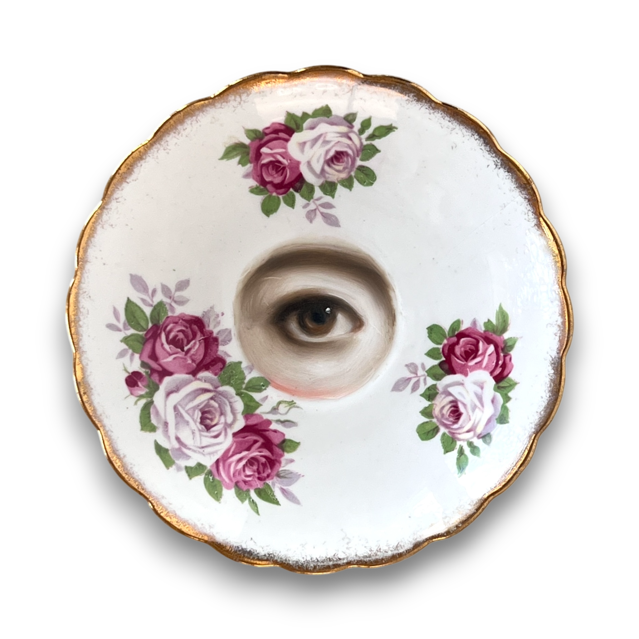 No. 3147 - Lover's Eye Painting on an English Rose Plate