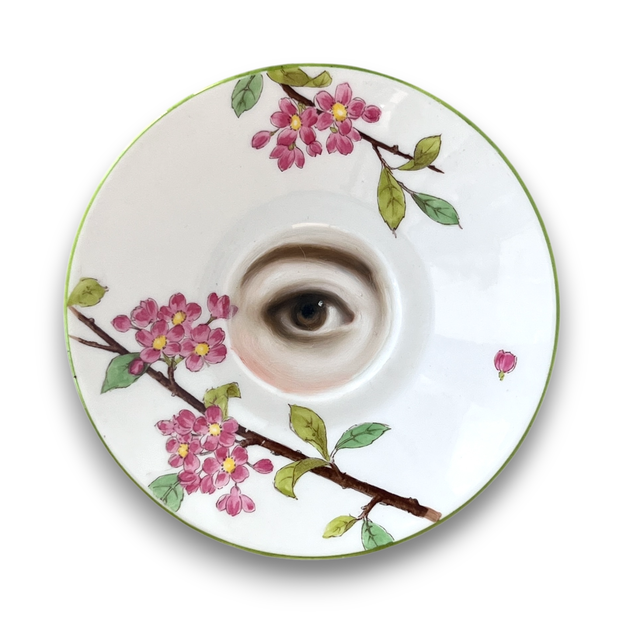 No. 3156 - Lover's Eye Painting on an English Apple Blossom Plate