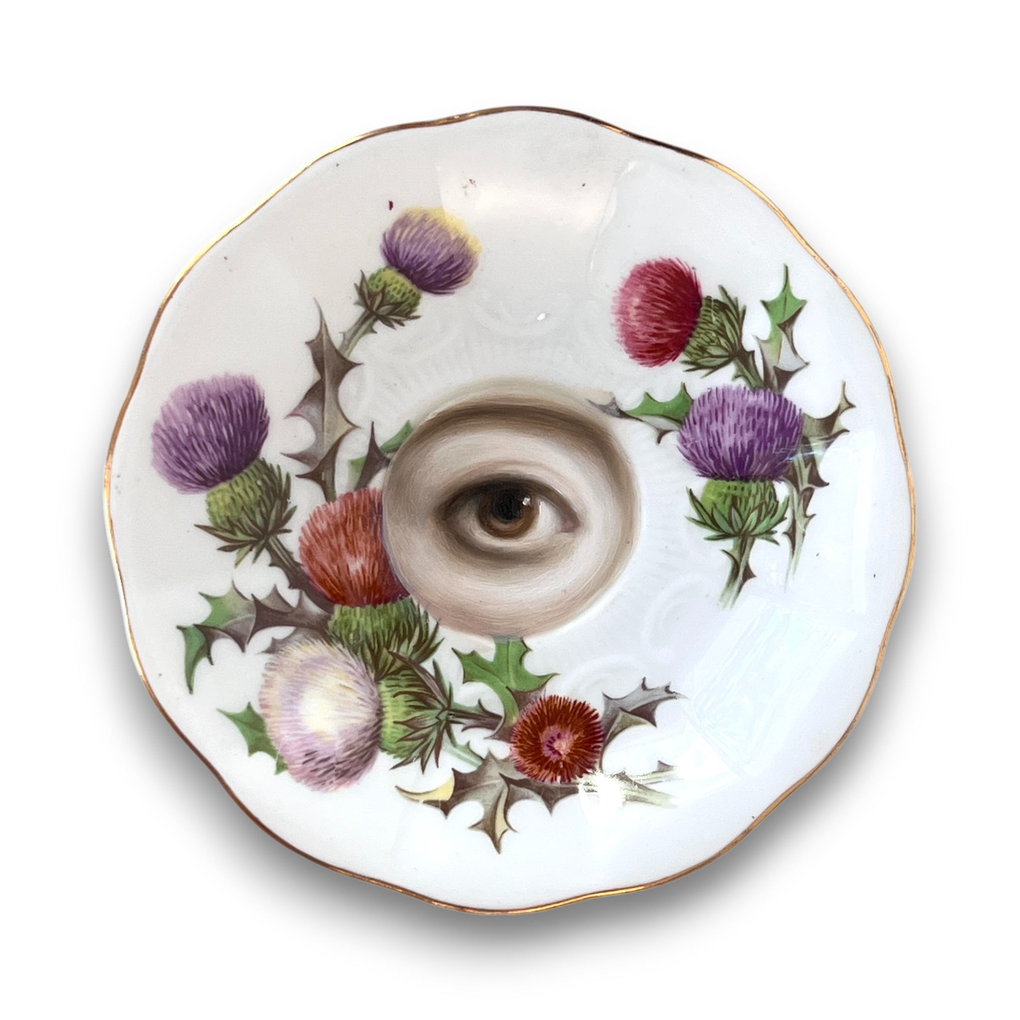 No. 3155 - Lover's Eye Painting on an English Thistle Plate