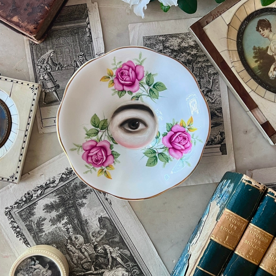 No. 3148 - Lover's Eye Painting on an English Rose Plate