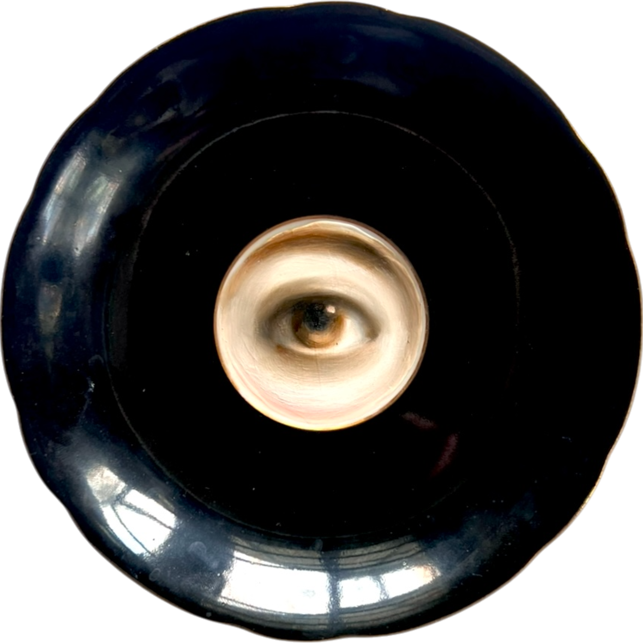 No. 2521 Lover's Eye Painting on a Black Plate