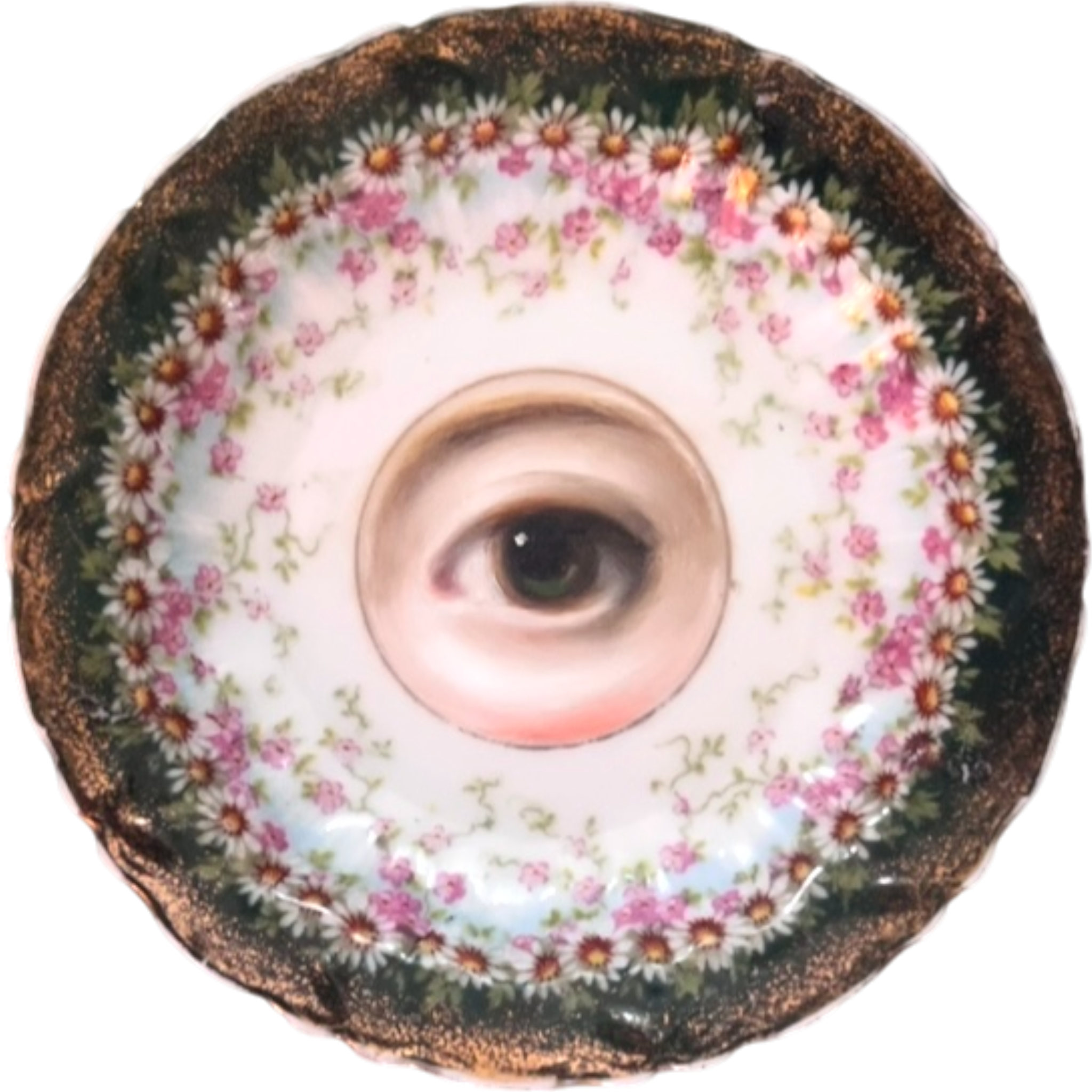 No. 2530 Lover's Eye Painting on a Mini Floral Garland Plate