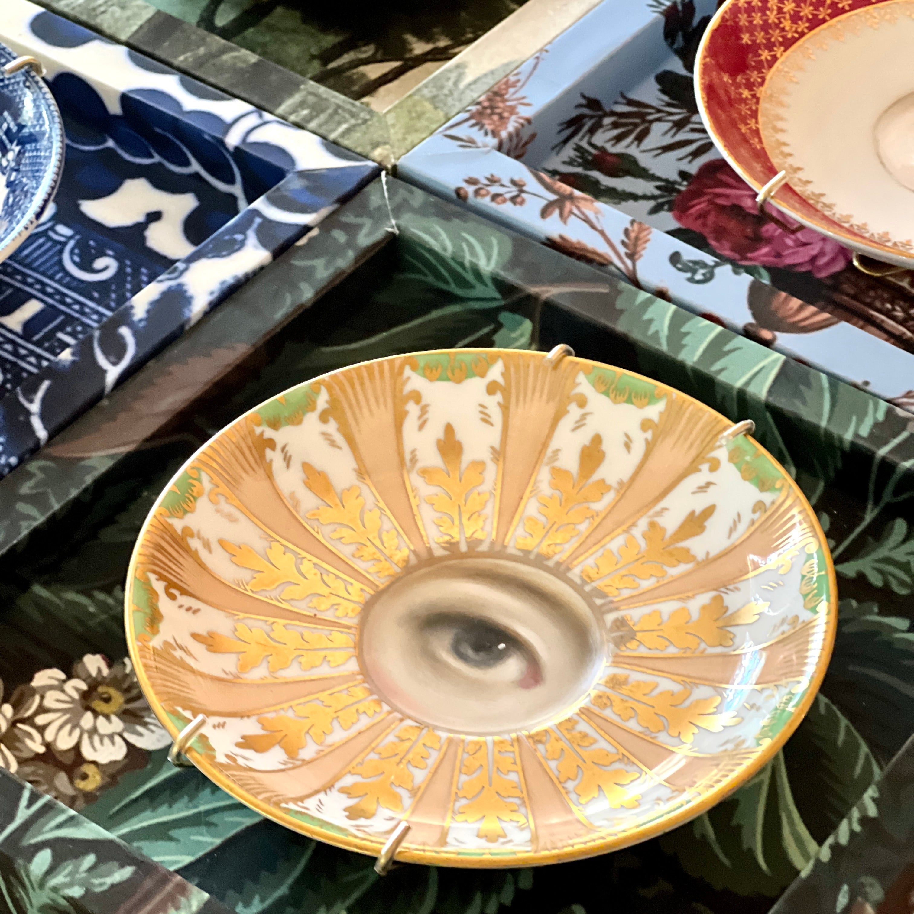 No. 2996 Lover's Eye Painting on an English Pastel Royal Chelsea Plate