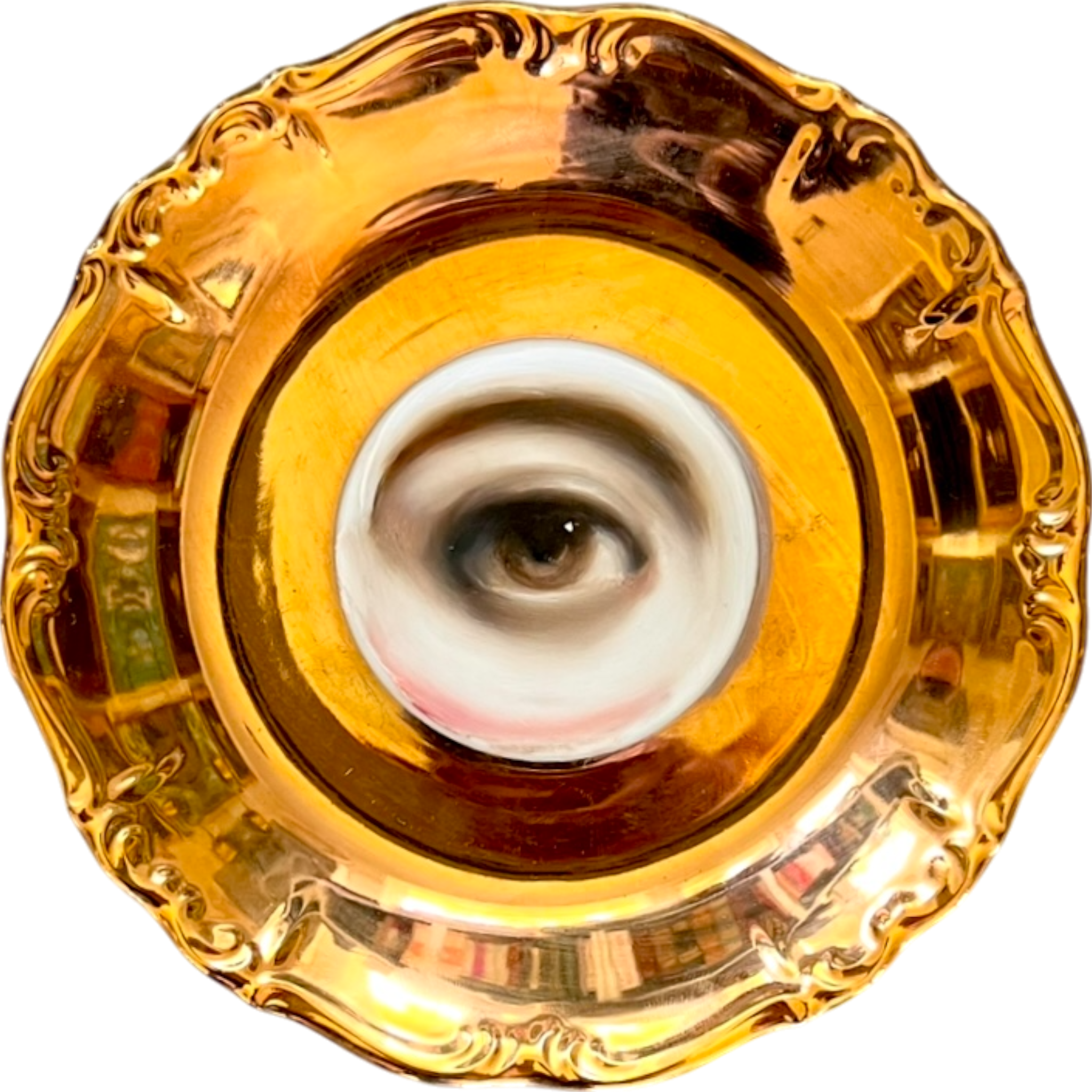 No. 2548 Lover's Eye Painting on a Gold Luster Plate